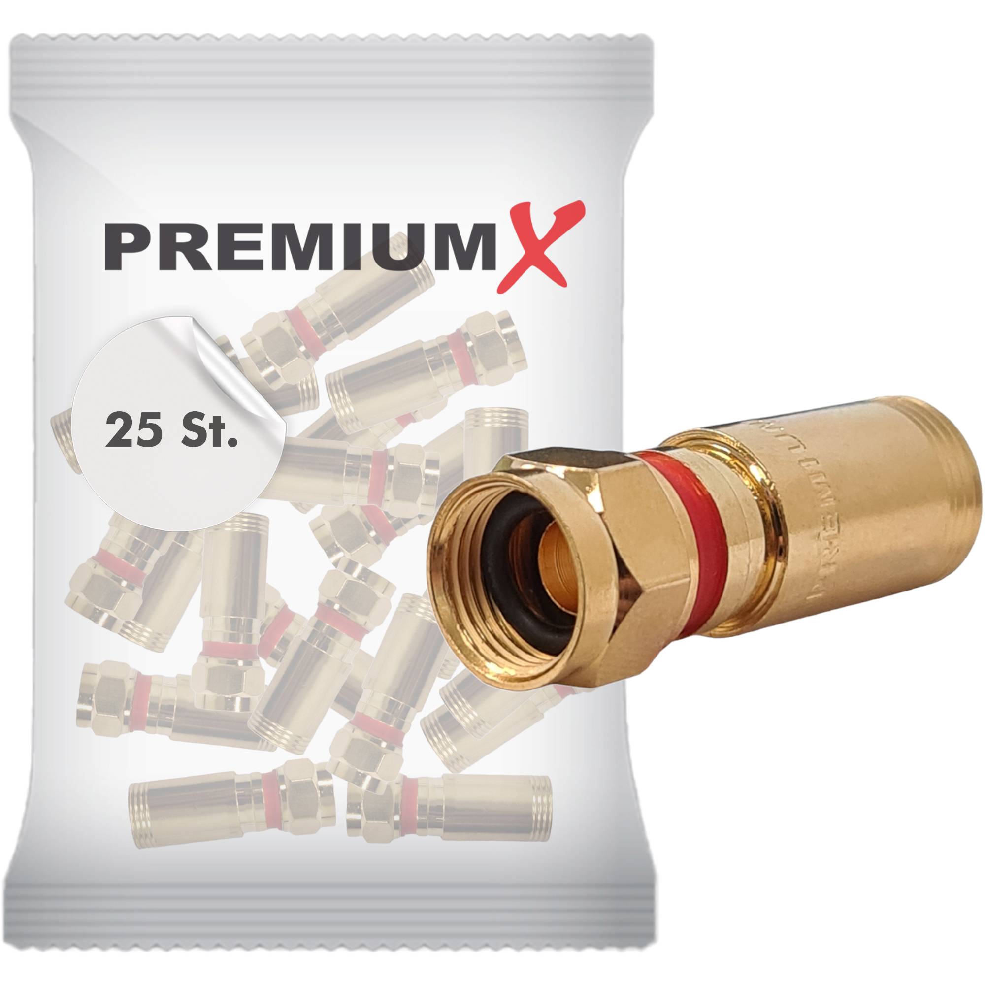 PremiumX 25x Kompressionsstecker XCon G4 F-Kompressionsstecker 7 bis 7,5mm für SAT Kabel Koaxialkabel