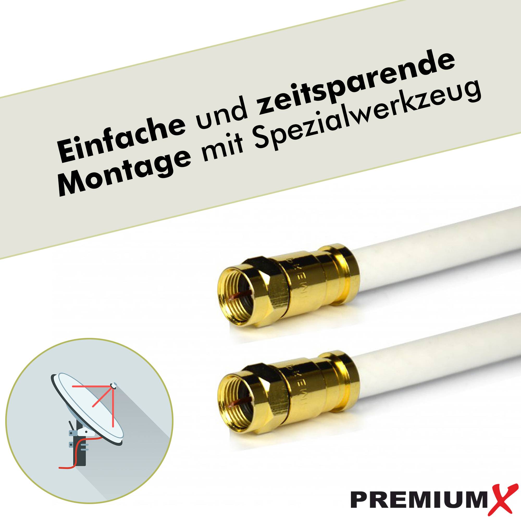 PremiumX 25x XCon G1 Kompressionsstecker SAT F-Kompressionsstecker 7,5mm für KoaX Kabel Antennenkabel Koaxialkabel