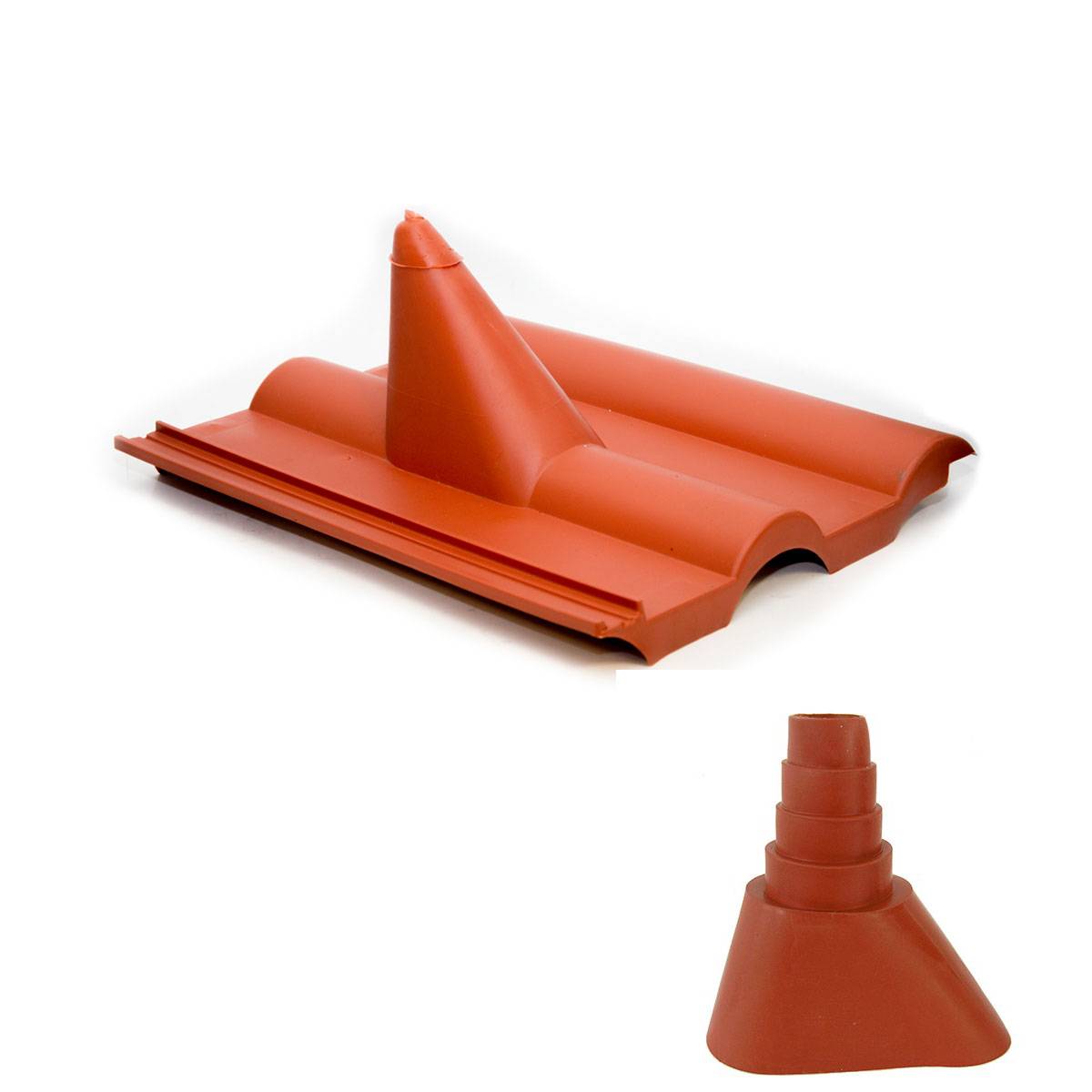 PremiumX Frankfurter Dachpfanne Rot SAT Dachabdeckung Pfanne Dachziegel aus Kunststoff PVC Antennen-Durchgangsziegel mit Manschette