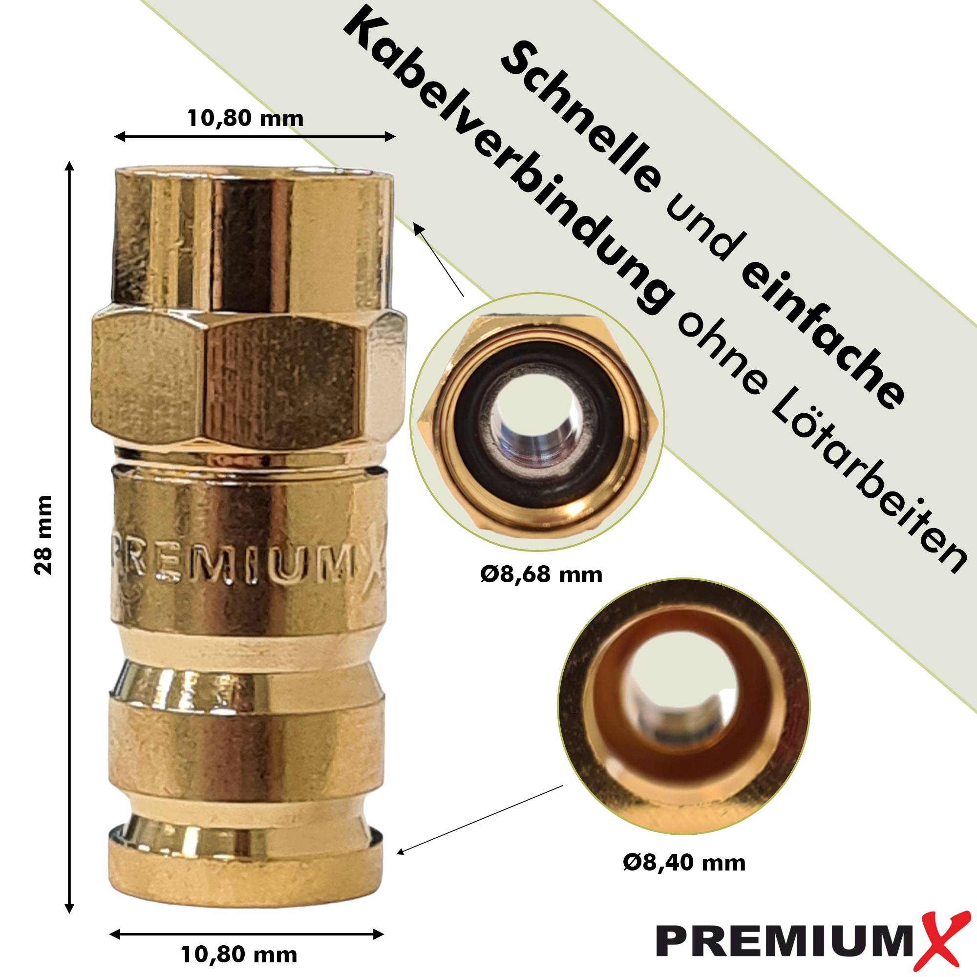 PremiumX 25x Kompressionsstecker XCon G6 F-Kompressionsstecker 7 bis 7,5mm für SAT Kabel Koaxialkabel