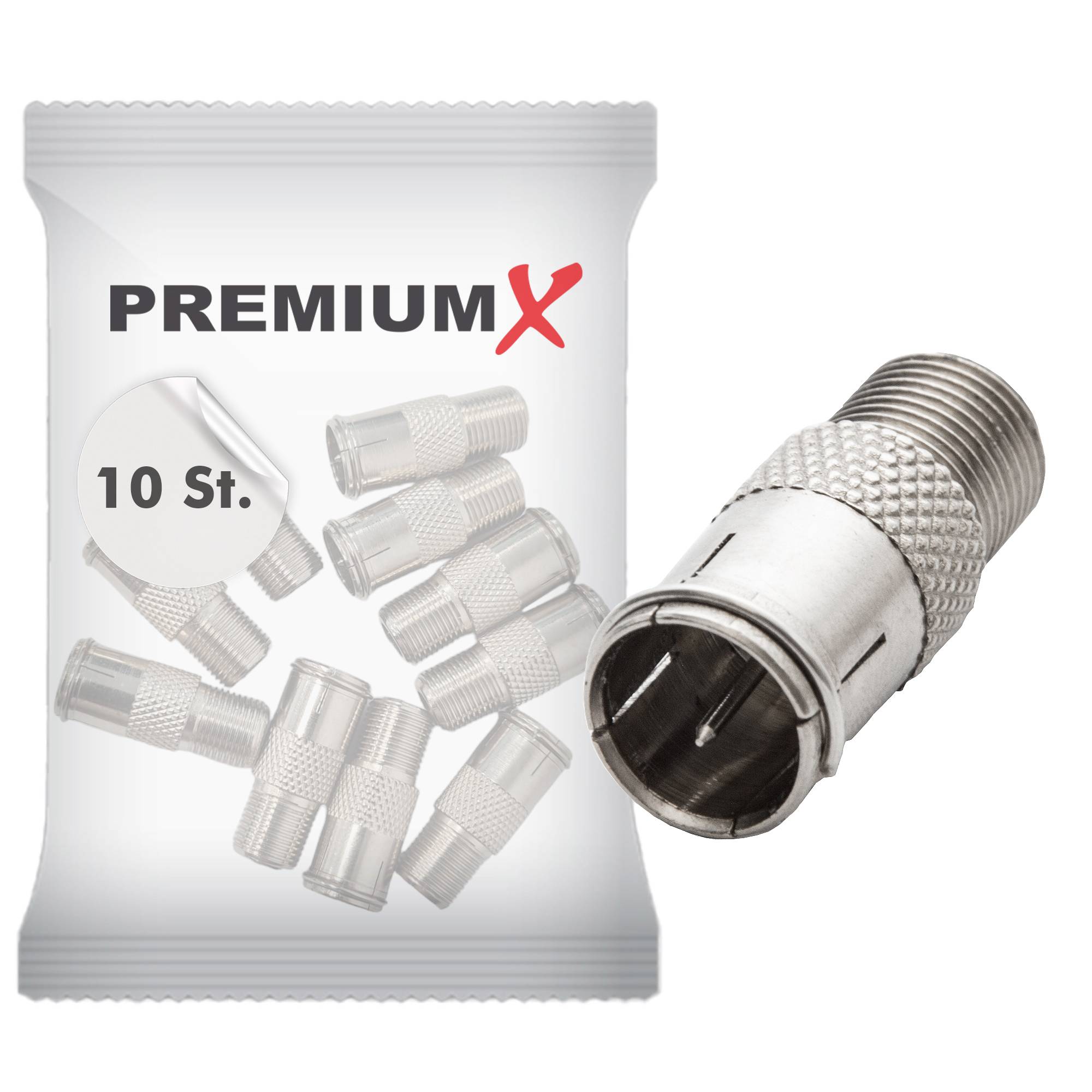 10x Premium X SAT F-Quick-Stecker auf F-Buchse F-Schnellstecker Schnellverbinder Quickverbinder F-Stecker