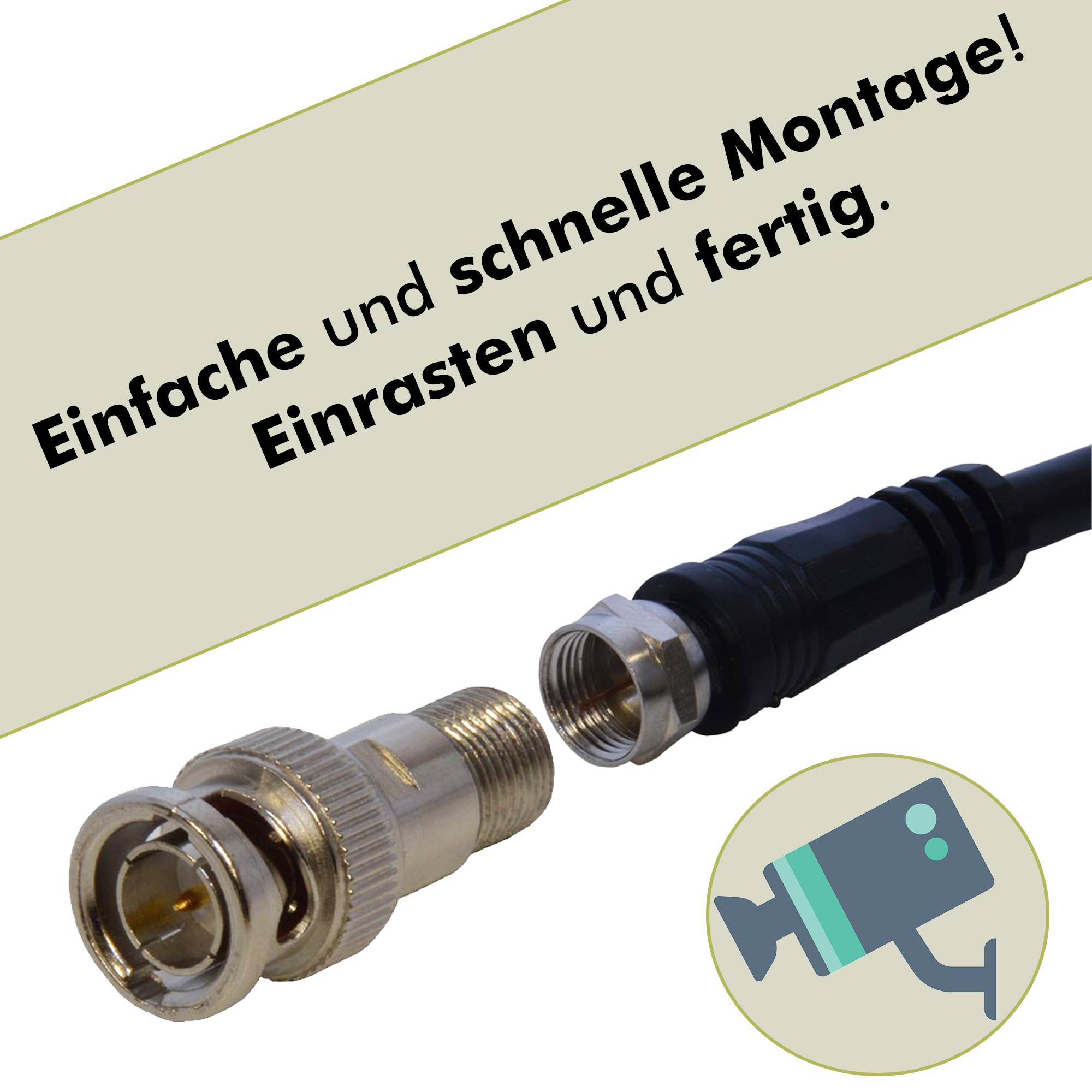 Premium X 20x BNC Stecker zu F-Buchse Adapter Koaxialadapter F zu BNC Anschluss RG6 RG59 für Kamera DVR