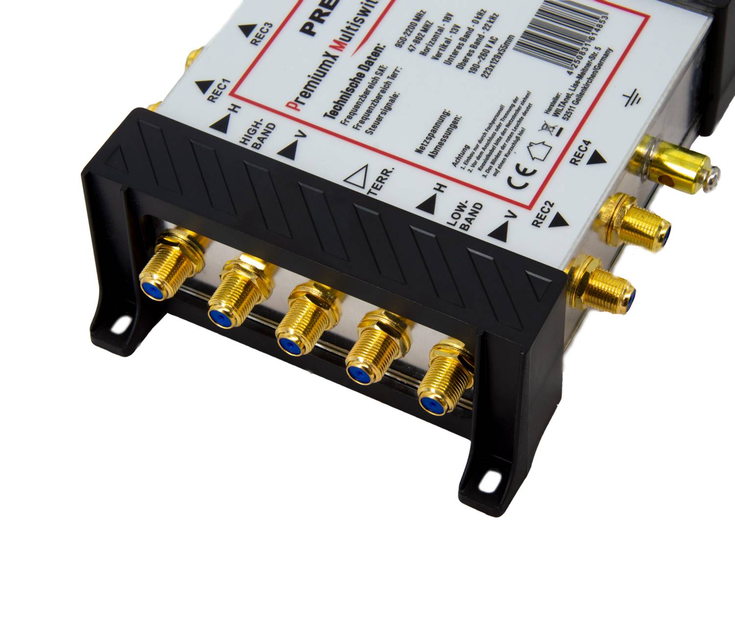 PremiumX PXMS 5/4 Multischalter mit Netzteil Multiswitch 1 SAT für 4 Teilnehmer Satverteiler Digital HDTV FullHD 4K UHD 8K