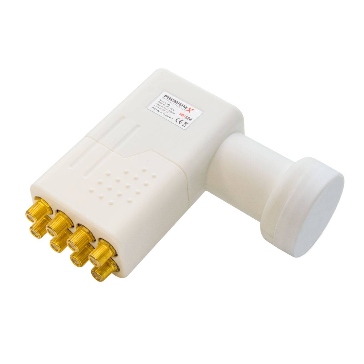 PremiumX Octo LNB Digital SAT für 8 Teilnehmer Weiß 8-fach Empfangskopf 0,1dB DVB-S2 HDTV 4K Wetterschutz