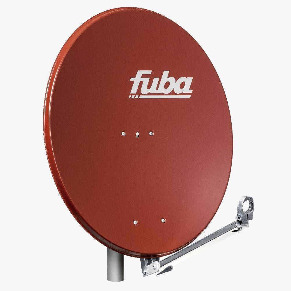 Fuba DAL 800 R Satellitenantenne Alu Ziegelrot 80cm LNB Quad zum Direktanschluss SAT bis 4 Teilnehmer 8x F-Stecker
