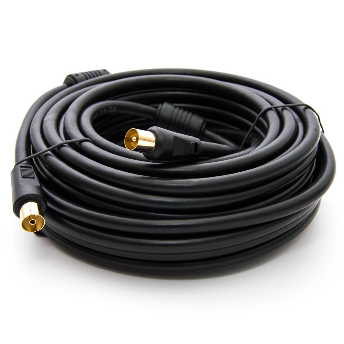 PremiumX 15m BASIC-LINE TV Antennenkabel IEC-Anschlusskabel Koaxial-Kabel mit Mantelstromfilter HDTV 4K - Schwarz