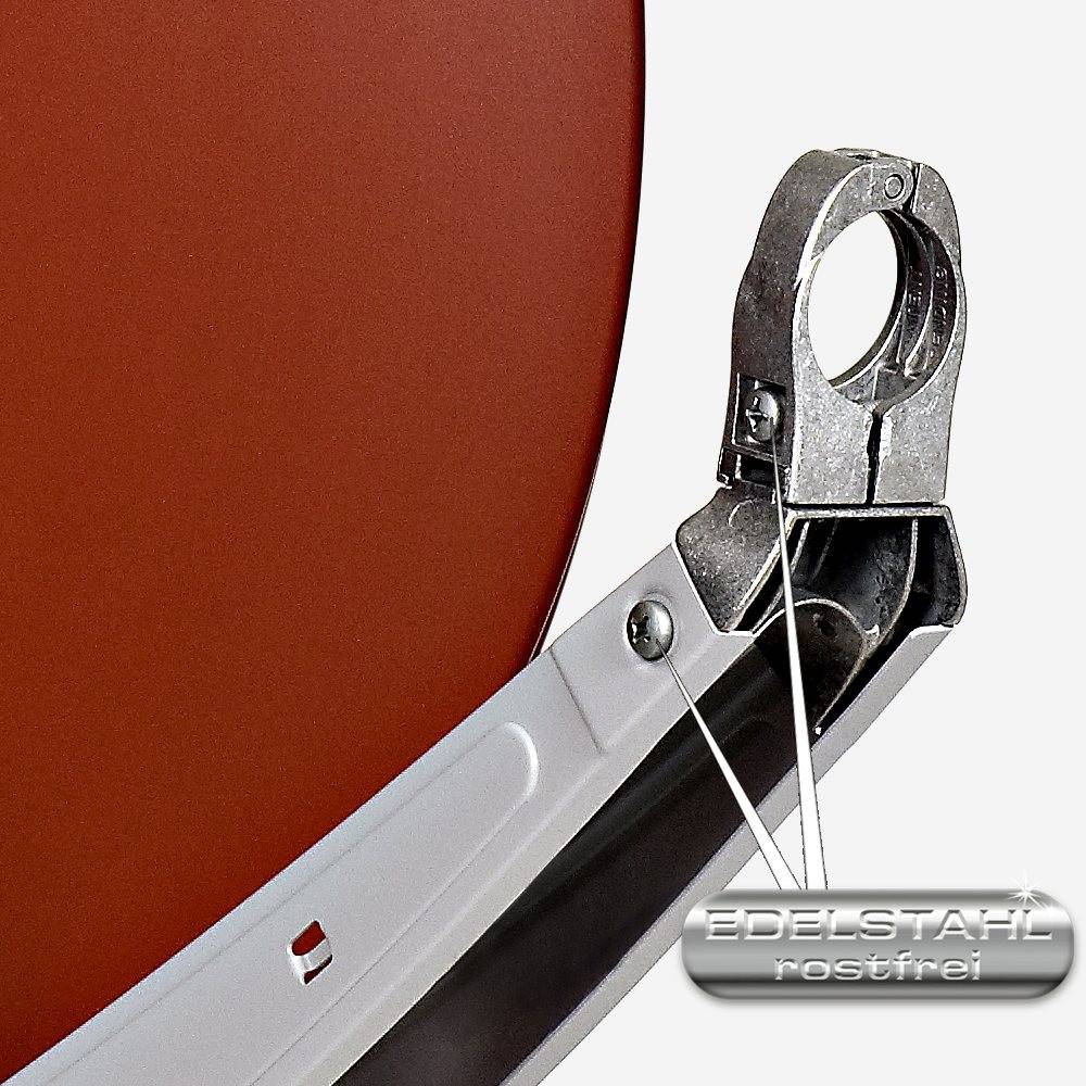 Fuba DAA 650 R Aluminium Satellitenschüssel 60x65 cm rot - Sat-Antenne/Sat-Spiegel mit stabilem Doppeltragarm, LNB-Halterung aus Alu Druckguss