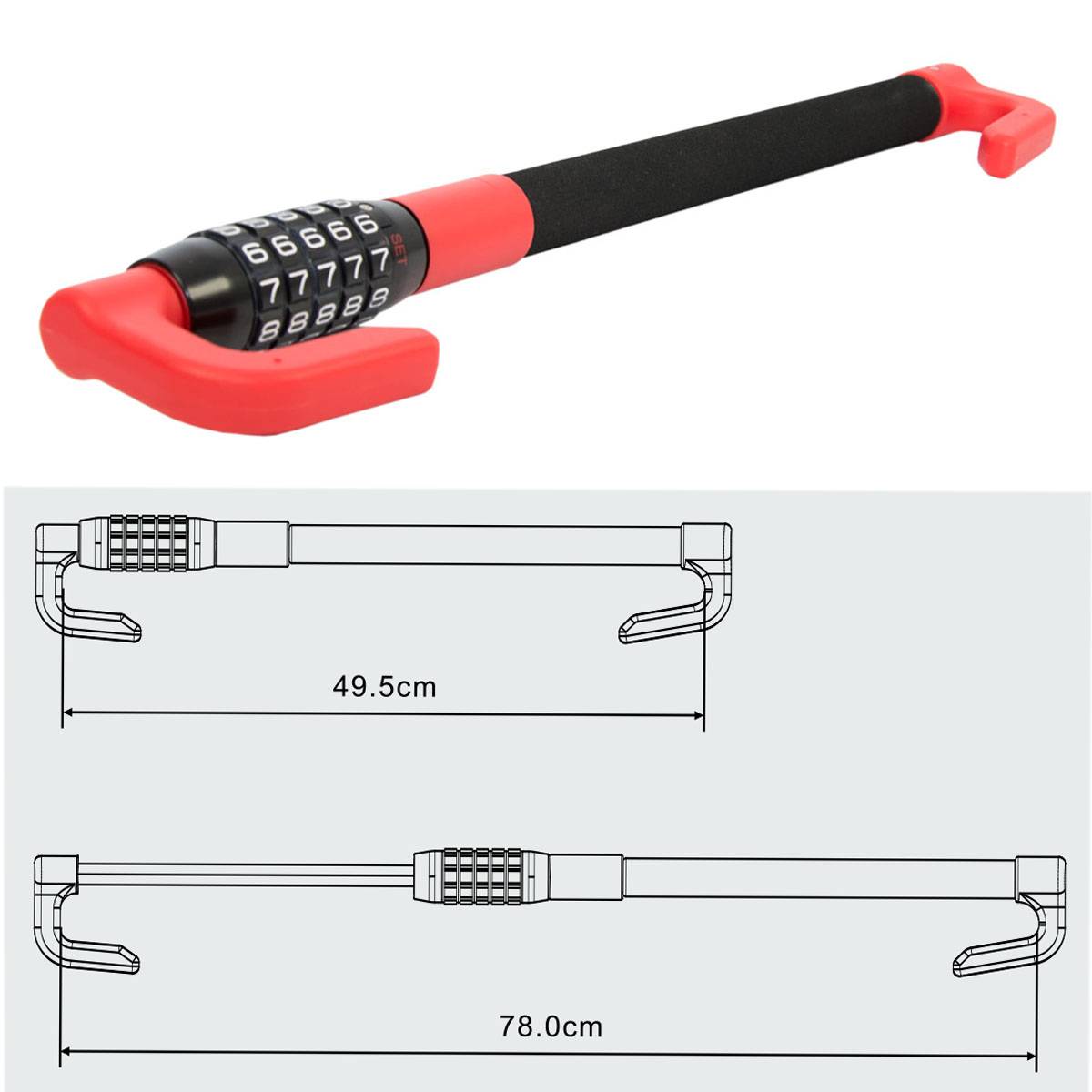 SCHMIDT security tools Pedal-Lenkradschloss LS-2000 49,5-78cm Auto KFZ PKW LKW Diebstahlsicherung Pedalschloss Wegfahrsperre Lenkradsicherung mit