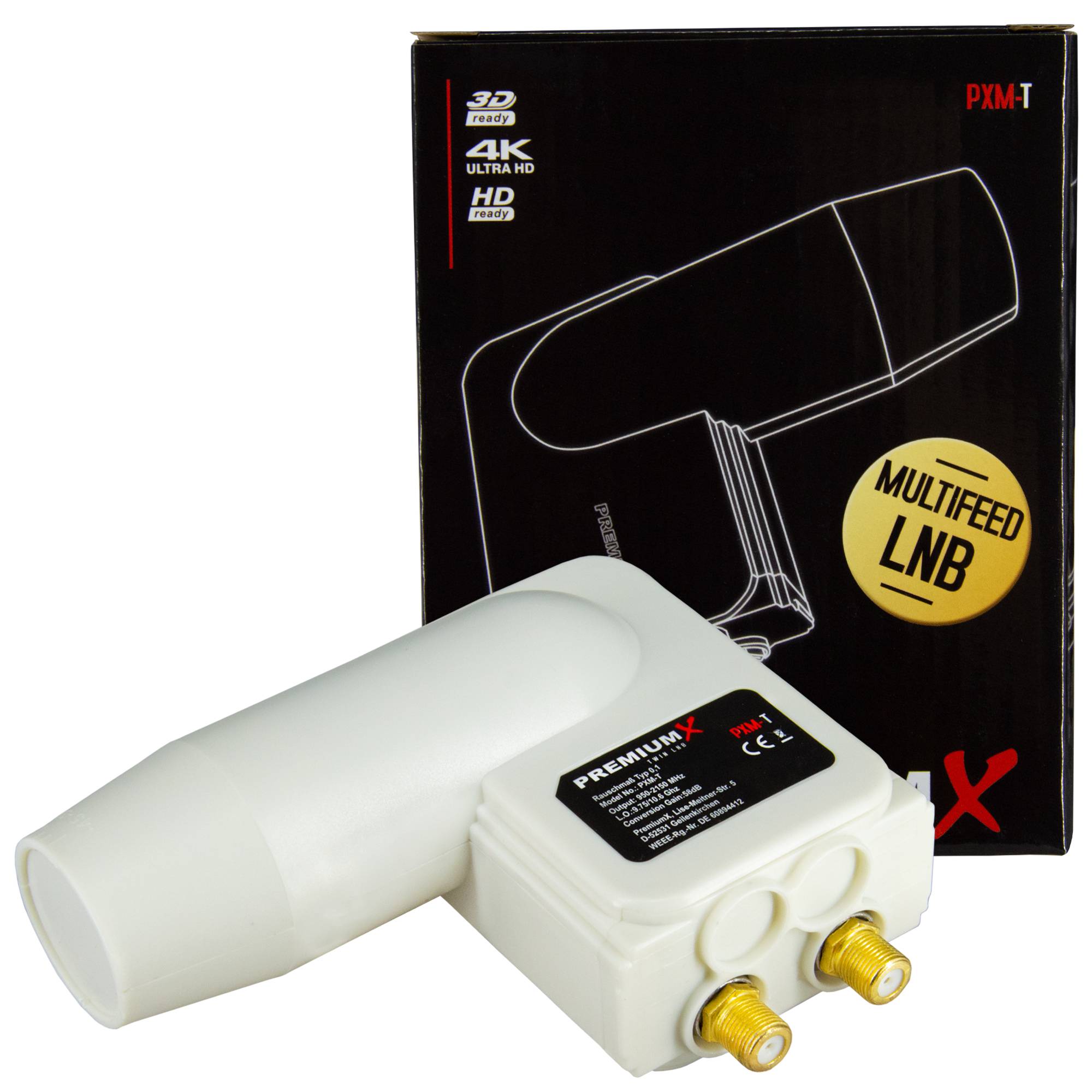 Premium X Twin LNB Rocket - 2Fach - für 2 Teilnehmer - 4K Full HD - mit Wetterschutz und LTE Filter für Satellitenschüssel Digital TV Fernseher SAT