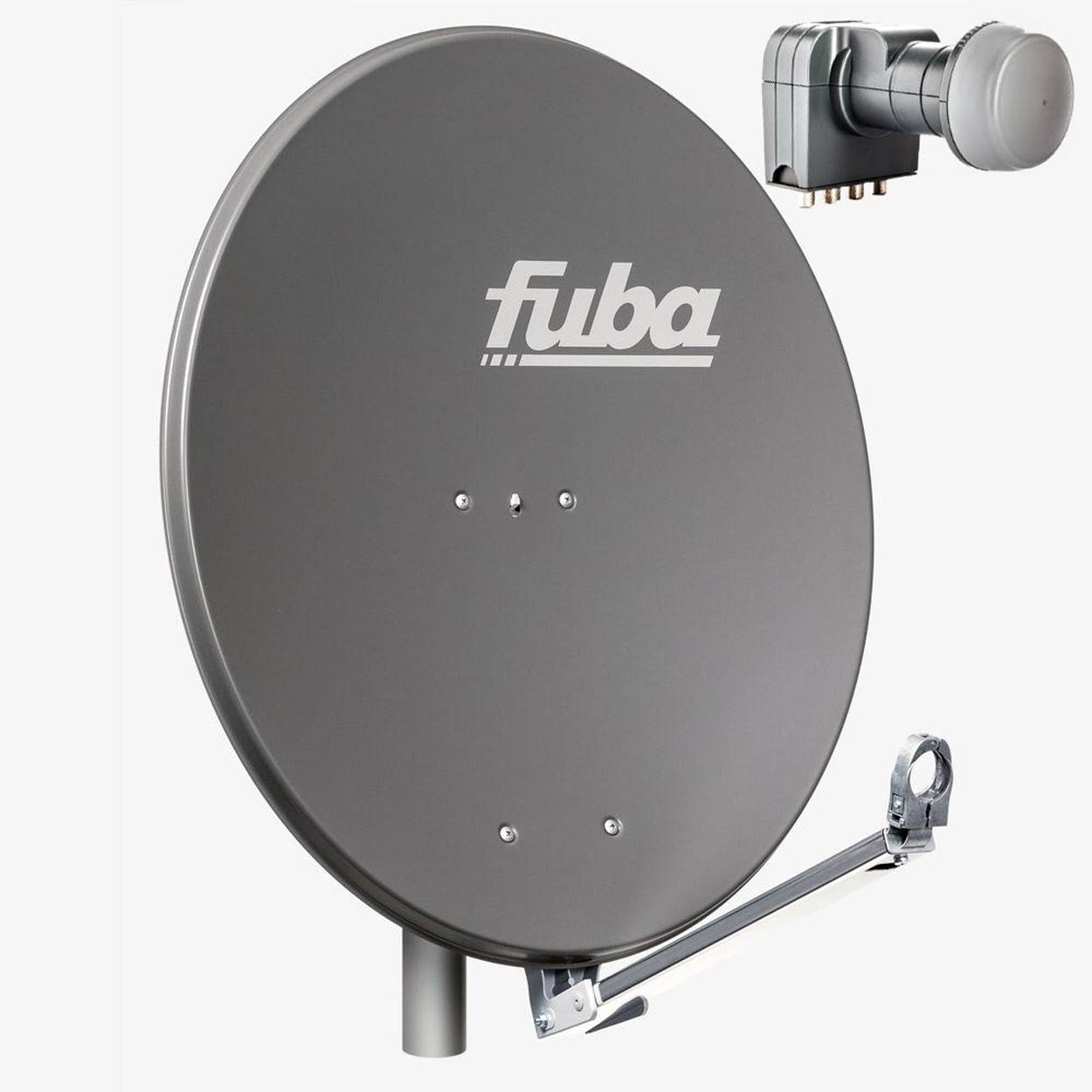 Fuba DAL 804 A Sat Anlage Antenne Schüssel Spiegel Alu Anthrazit DEK 417 Quad LNB 4 Teilnehmer (HDTV-, 4K, 3D-kompatibel)