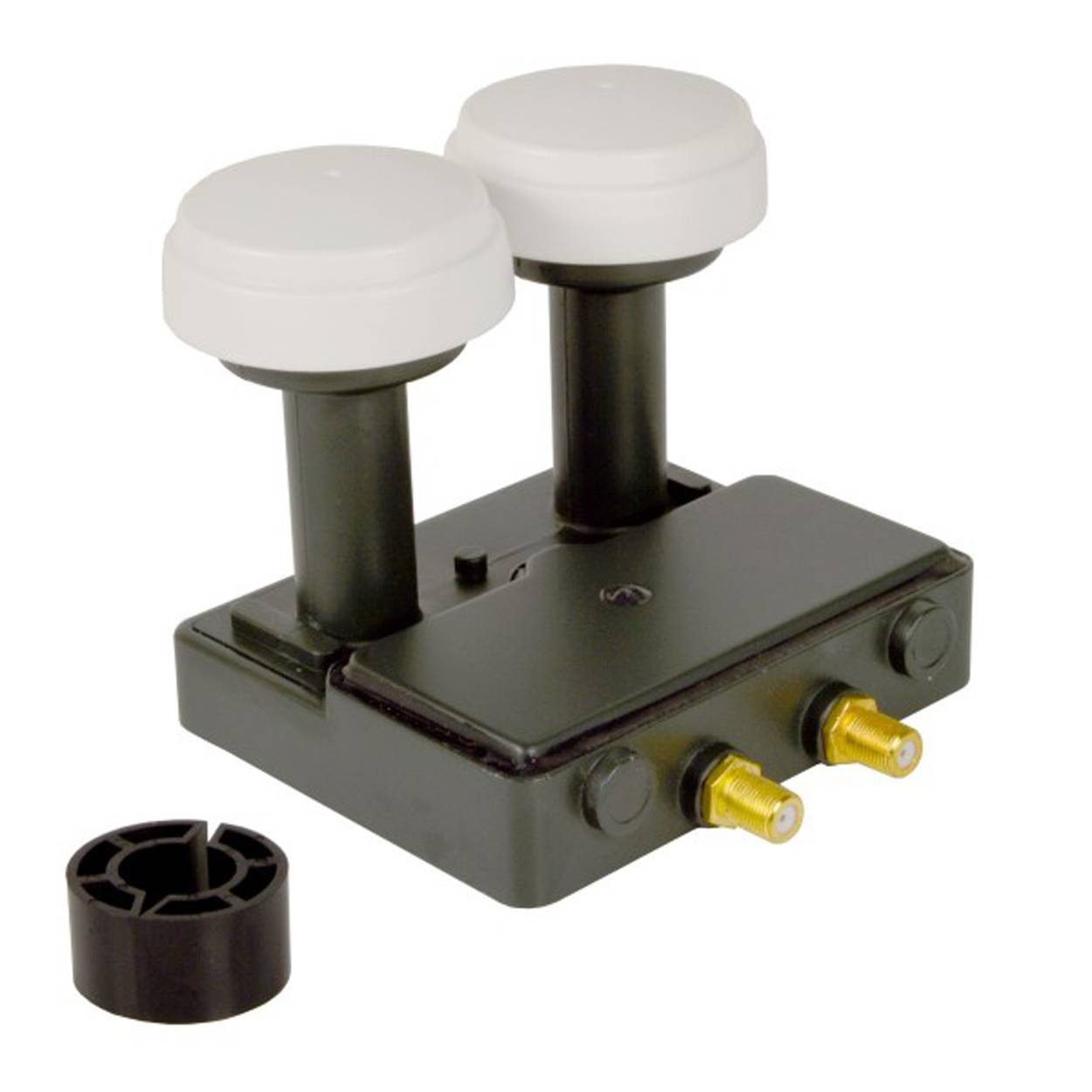 PremiumX Monoblock Twin LNB 0,1dB Astra 19,2° Hotbird 13° HDTV FullHD 2 Teilnehmer 2x Gummitülle 4x F-Stecker