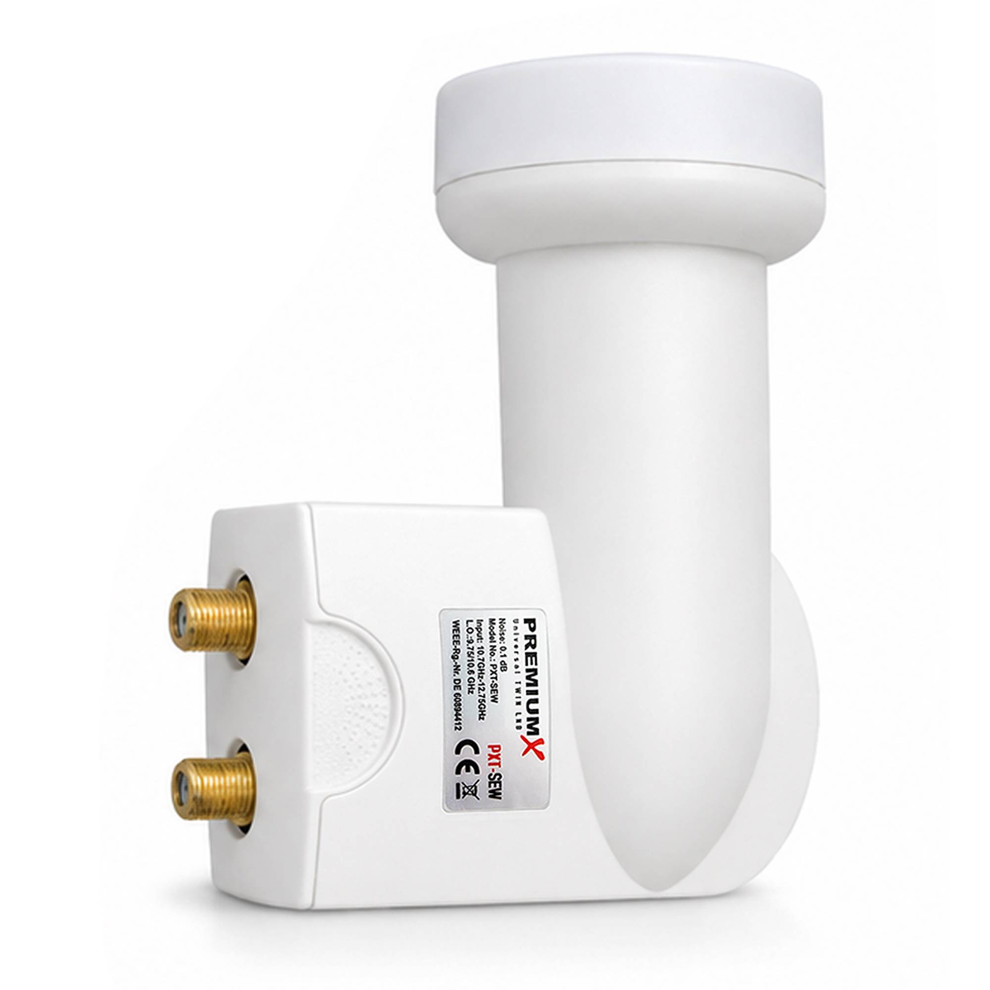 Premium X Twin LNB - 2Fach - für 2 Teilnehmer - 4K Full HD - mit Wetterschutz und LTE Filter für Satellitenschüssel Digital TV Fernseher SAT Receiv