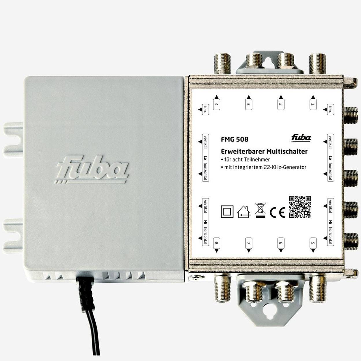 Fuba FMG 508 5/8 Multischalter 8 Teilnehmer 1 Satellit erweiterbar bis 48 Teilnehmer Satelliten TV FULLHD 3D 4k UHD HDR