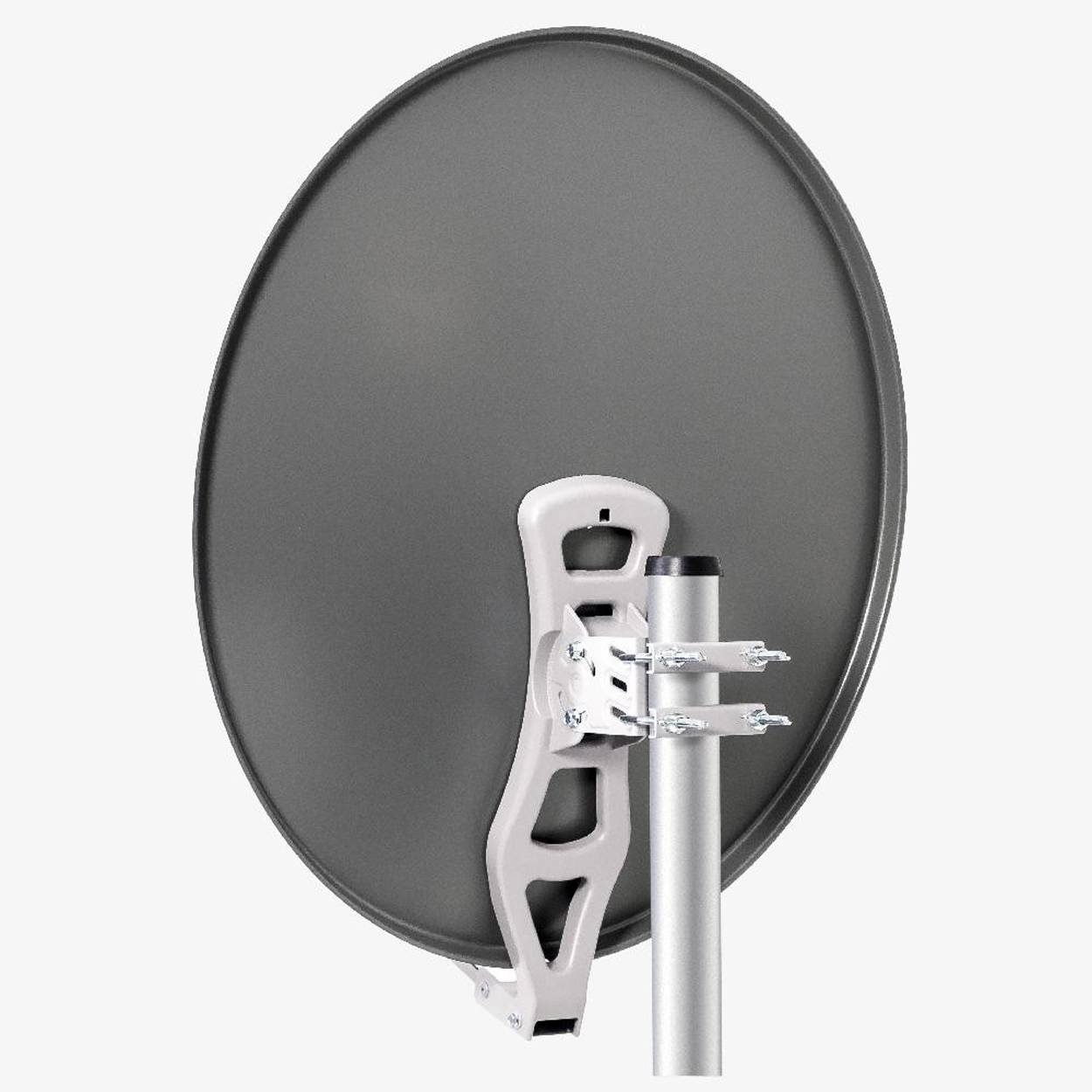 Fuba DAL 801 A + Single LNB Sat Satelliten Anlage Schüssel DEK 117 1 Teilnehmer Alu Spiegel Anthrazit für 1 Teilnehmer HDTV 4K 3D kompatibel Alumin