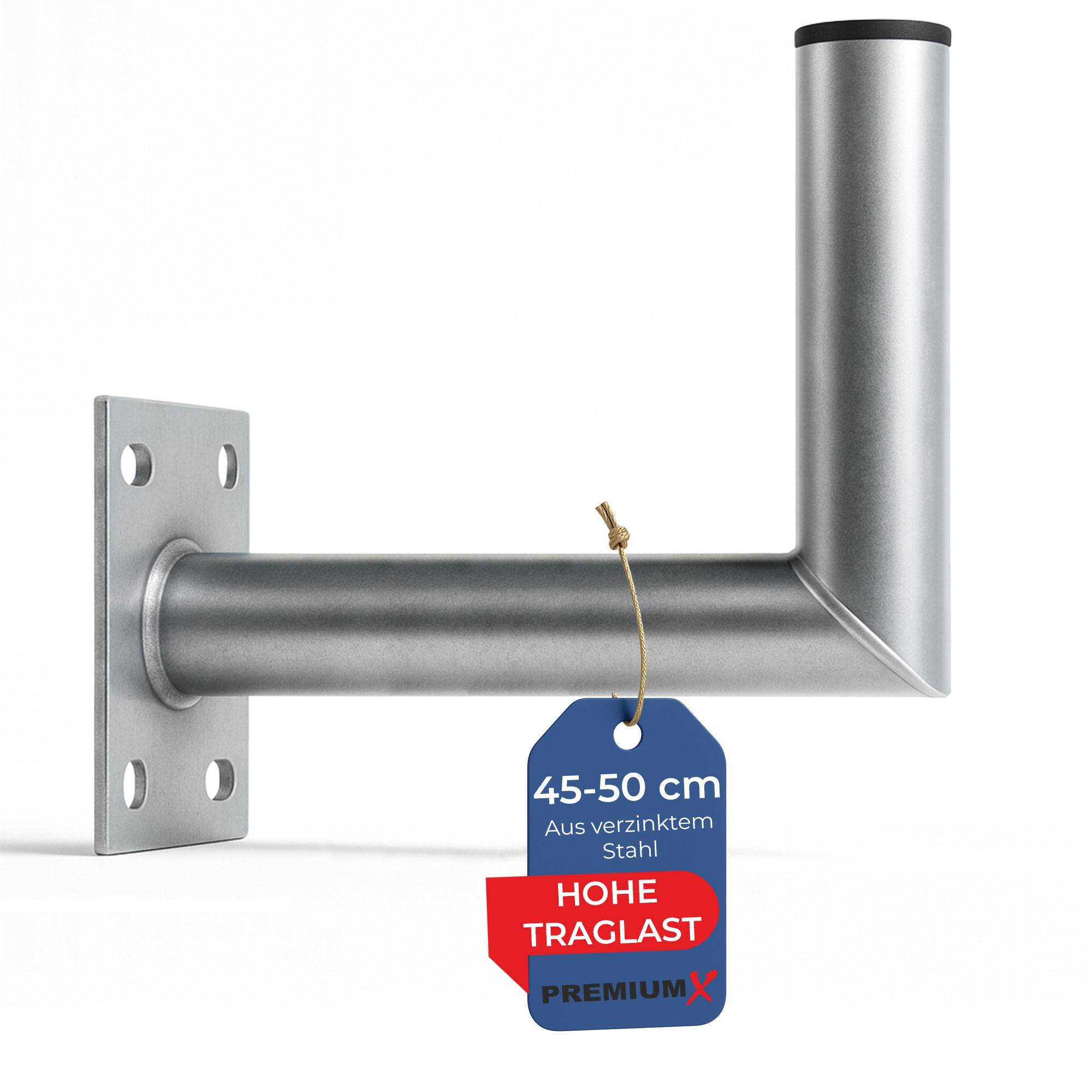 PremiumX 45-50cm Wandhalter Stahl verzinkt Ø 48mm Winkel Wand-Halterung für Satelliten-Schüssel SAT-Antenne