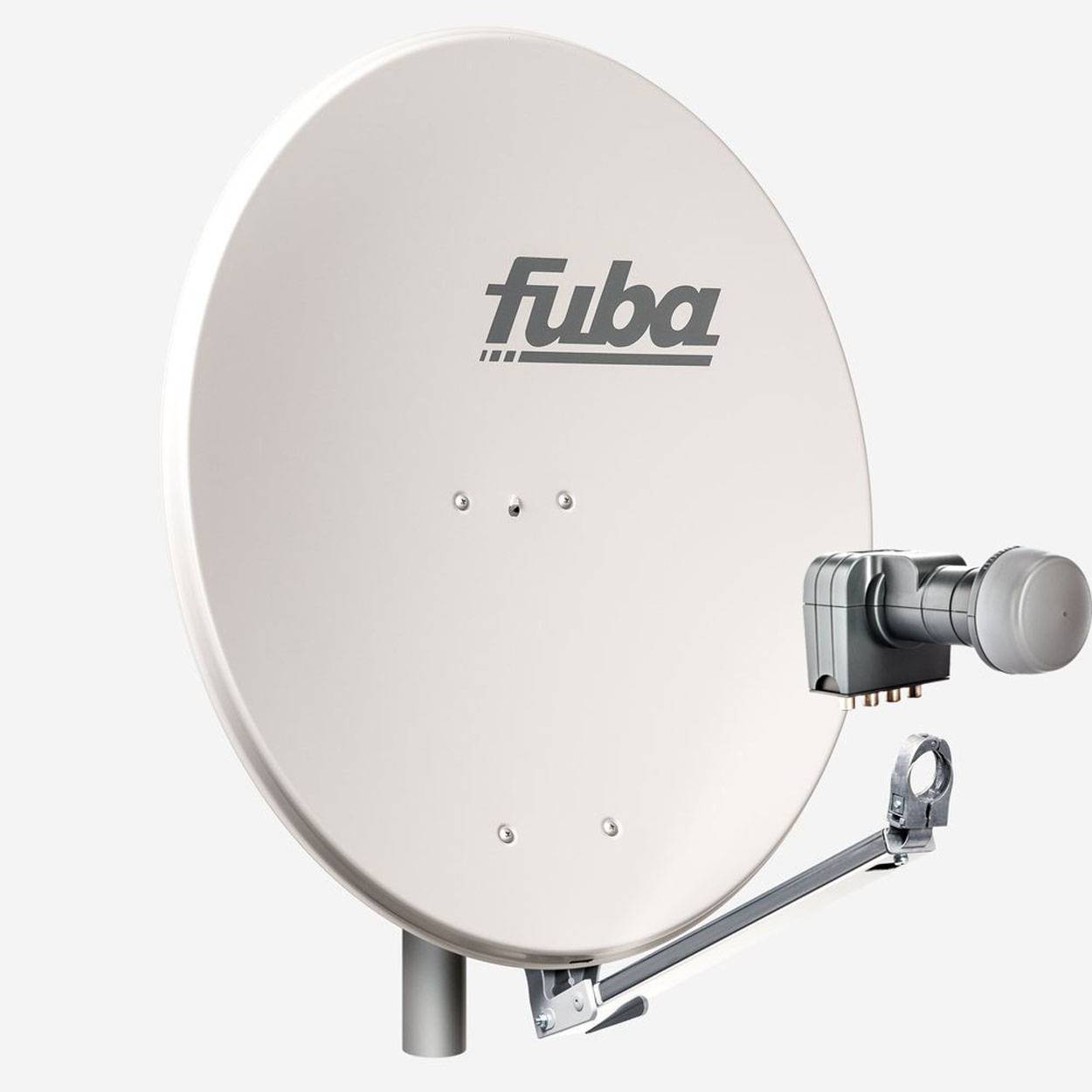 Fuba DAL 804 G Sat Anlage Antenne Schüssel Spiegel Quad DEK 417 4 Teilnehmer Alu Satellitenschüssel Sat-Spiegel Grau <br>+ Fuba DEK 417 Quad LNB fü