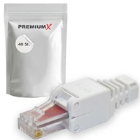 PremiumX 40x Netzwerkstecker CAT6 RJ45 Adapter Kupplung für CAT5 und CAT6 Verlegekabel Patchkabel AWG 24 Innenleiter LAN Stecker LSA Werkzeugfrei PremiumX 40x Netzwerkstecker CAT6 RJ45 Adapter Kupplung für CAT5 und CAT6 Verlegekabel Patchkabel AWG 24 Innenleiter LAN Stecker LSA Werkzeugfrei