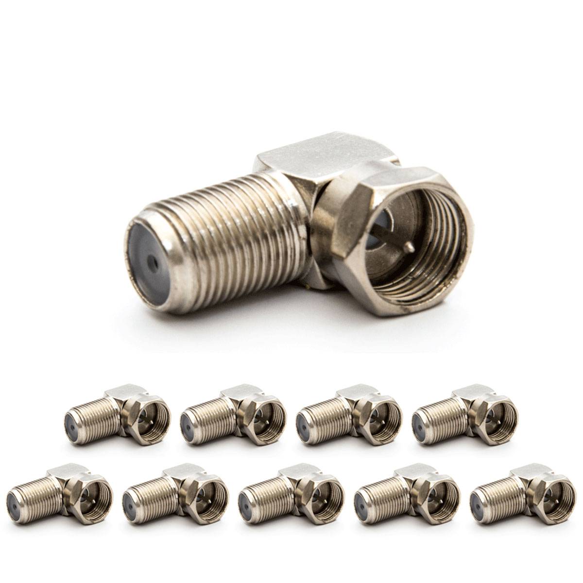 PremiumX 10x F-Stecker F-Kupplung, 90° Winkel Verbinder