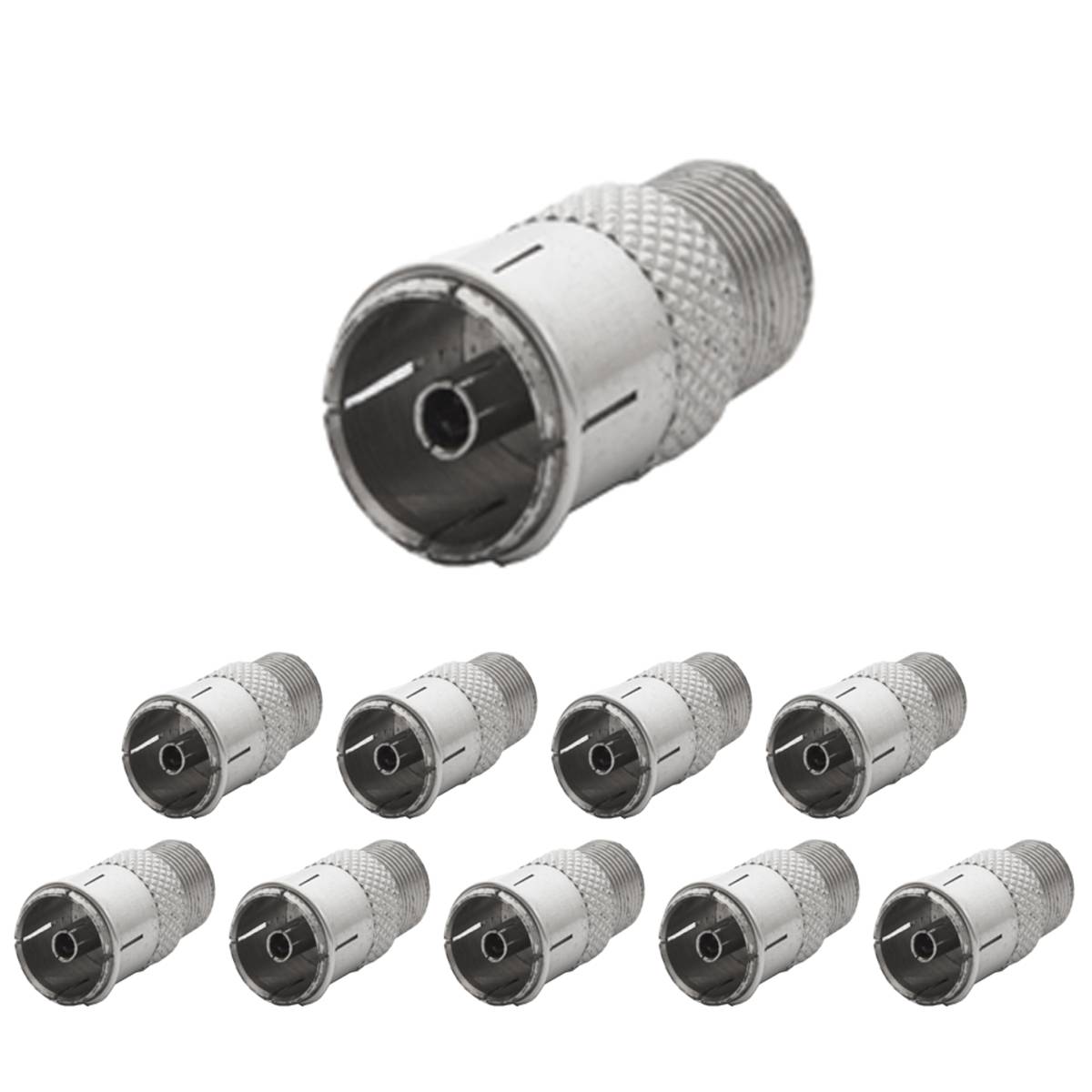 PremiumX 10x F-Adapter F-Stecker Kupplung TV Kabel Koaxialkabel Verbinder