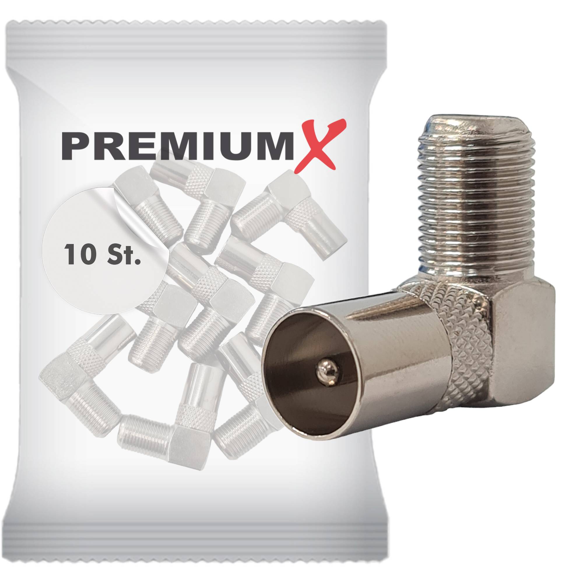 PremiumX 10x Sat Winkeladapter Winkelstecker TV F Buchse 90°gewinkelt für Koaxialkabel Antennenkabel