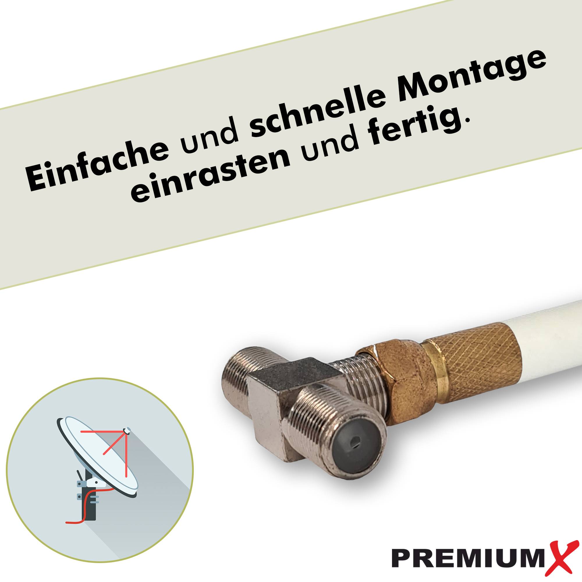 PremiumX 10x 3-fach T-Verteiler F-Adapter 3x F-Buchse F-Kupplungen Splitter Verbinder für Koaxialkabel Antennenkabel
