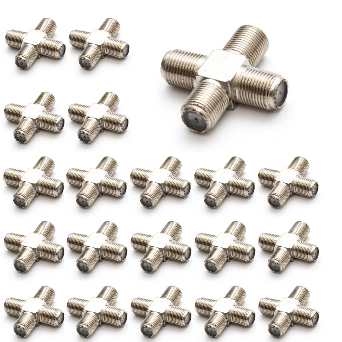PremiumX 20x F-Adapter 4x F-Buchse Verbinder Splitter Koax- und Antennenkabel
