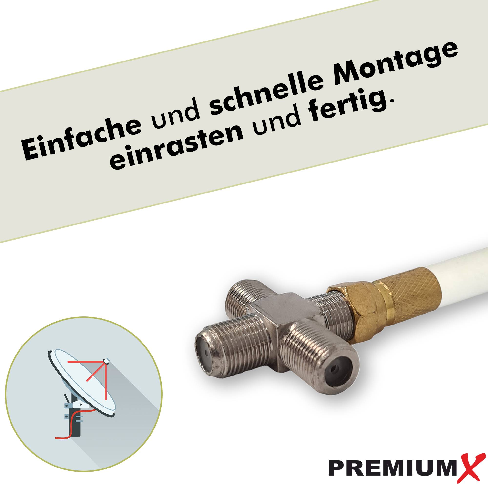 PremiumX 20x F-Adapter 4x F-Buchse Verbinder Splitter Koax- und Antennenkabel
