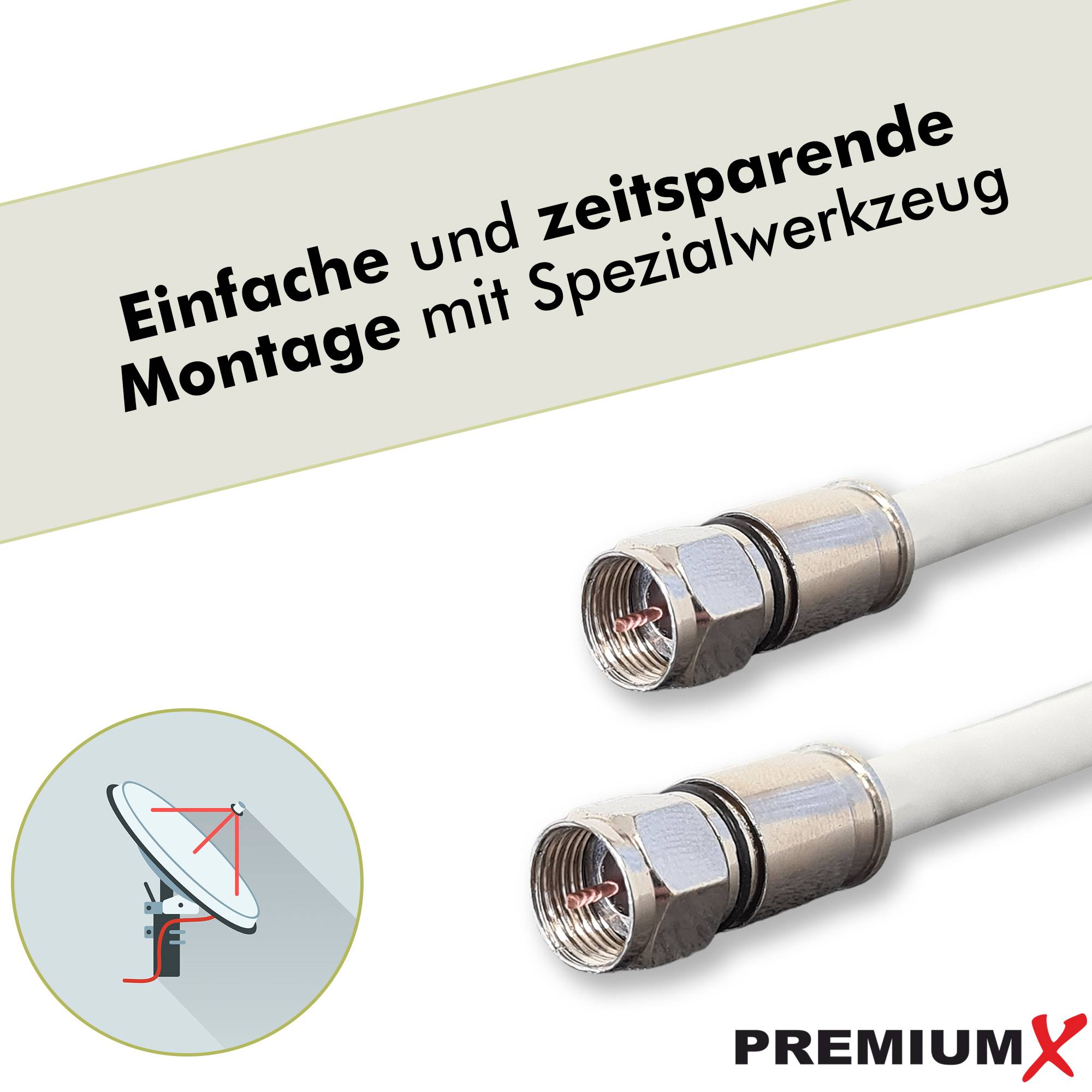 PremiumX 100x Kompressionsstecker XCon 323 F-Kompressionsstecker 7,5mm für SAT Kabel Koaxialkabel