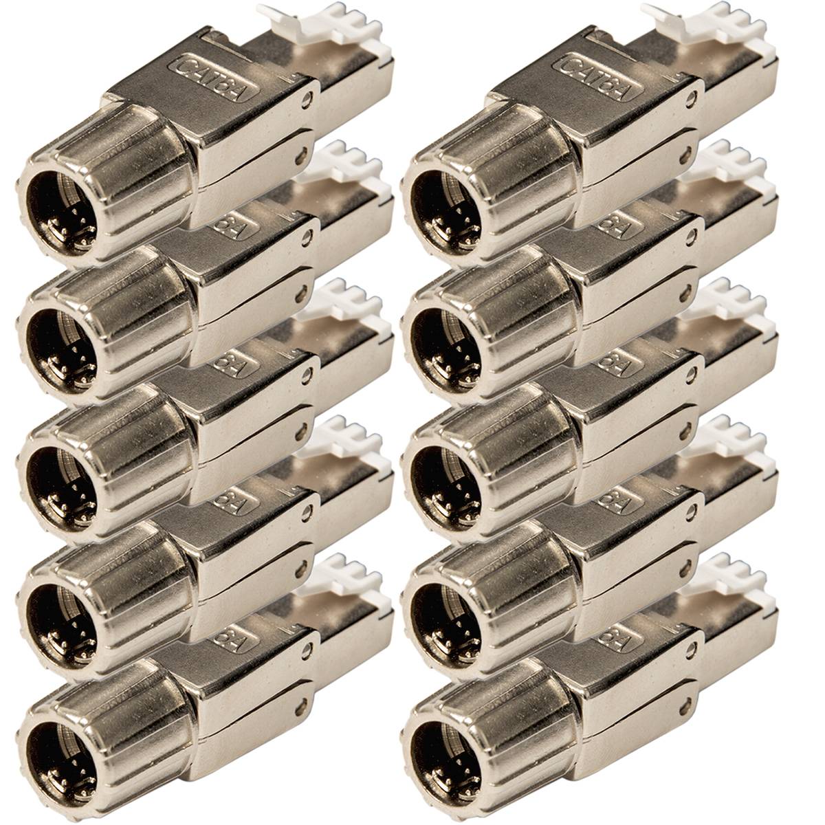 PremiumX 10x Netzwerkstecker RJ45 Cat 6a Stecker Stahl für Verlegekabel Netzwerkkabel Kabel Ethernet Werkzeuglos Werkzeugfrei LAN Anschluss 10