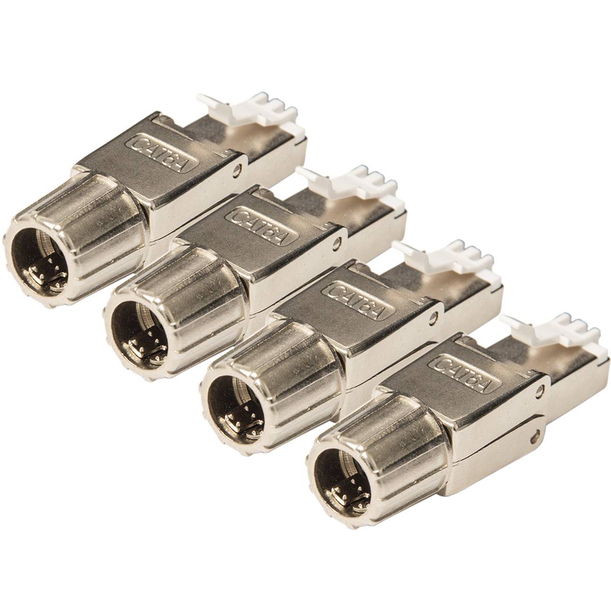 PremiumX 4x Netzwerkstecker RJ45 Cat 6a Stecker Stahl für Verlegekabel Netzwerkkabel Kabel Ethernet Werkzeuglos Werkzeugfrei LAN Anschluss 10 Gbit/s