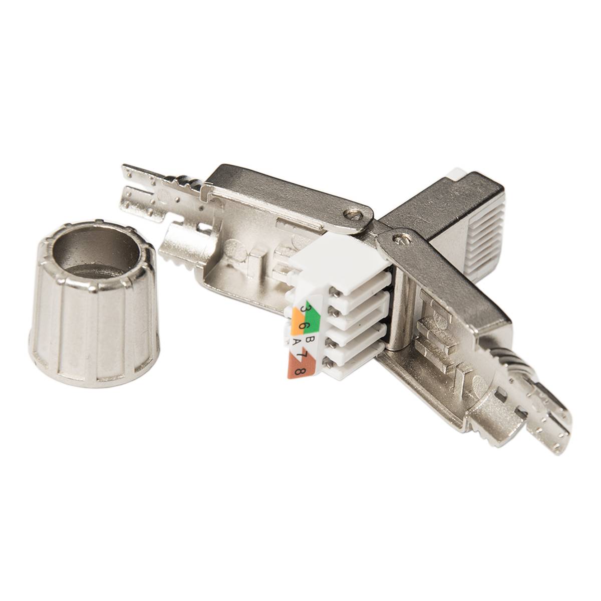 PremiumX 6x Netzwerkstecker RJ45 Cat 6a Stecker Stahl für Verlegekabel Netzwerkkabel Kabel Ethernet Werkzeuglos Werkzeugfrei LAN Anschluss 10 Gbit/s