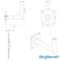 SkyRevolt 40cm Wandhalter Rohr 50mm Aluminium XXL Wandplatte ALU Winkel-Halter für Satelliten-Schüssel SAT-Antenne SkyRevolt 40cm Wandhalter Rohr 50mm Aluminium XXL Wandplatte ALU Winkel-Halter für Satelliten-Schüssel SAT-Antenne