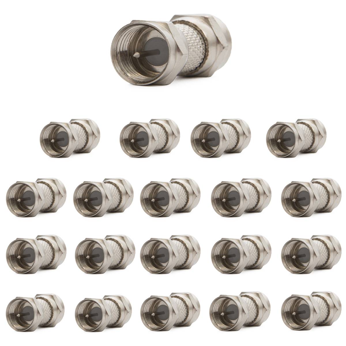 20x F-Stecker Adapter F-Doppelstecker Kupplung SAT Kabel Koaxialkabel Verbinder Männlich Satelliten-Kabelsteckverbinder