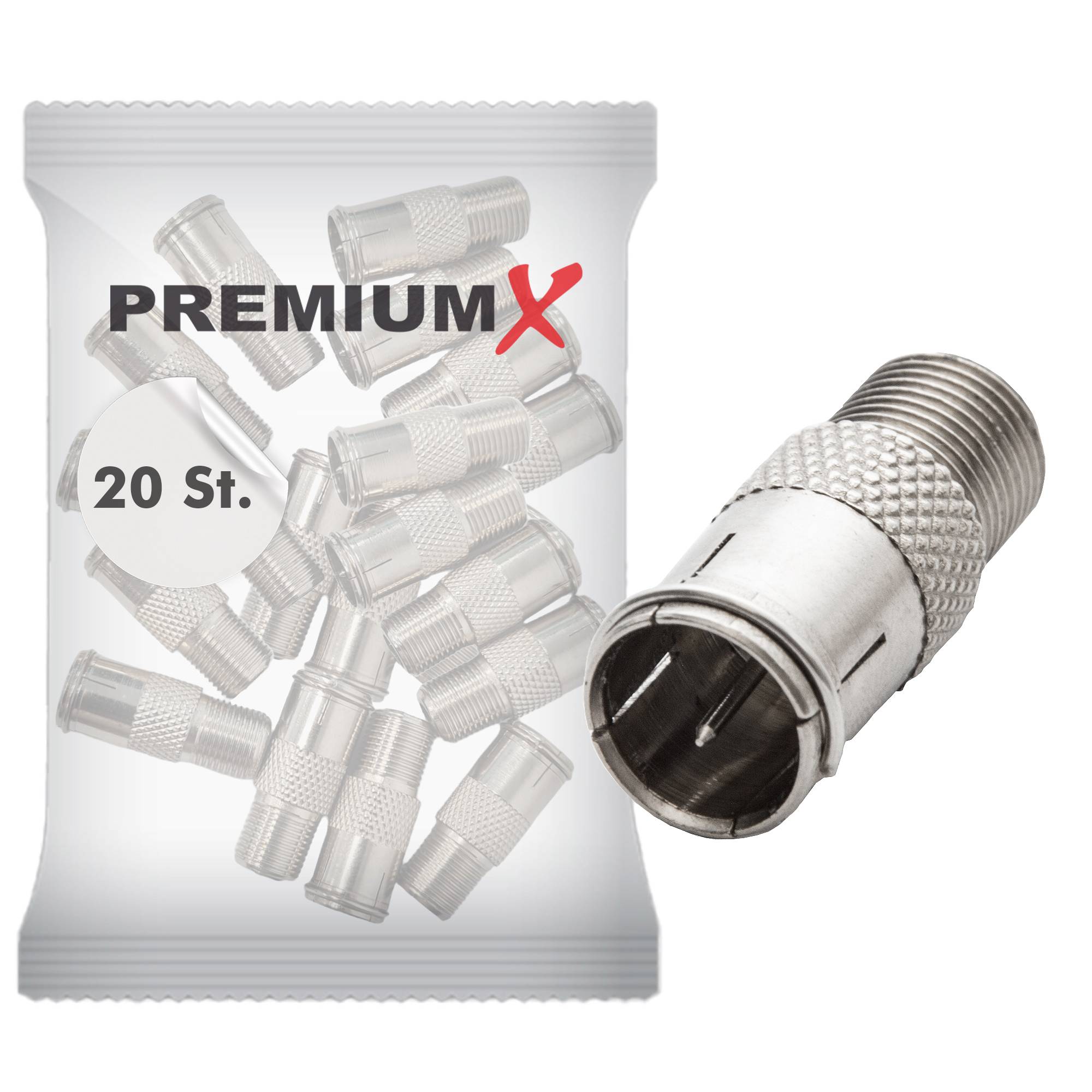 20x Premium X SAT F-Quick-Stecker auf F-Buchse F-Schnellstecker Schnellverbinder Quickverbinder F-Stecker