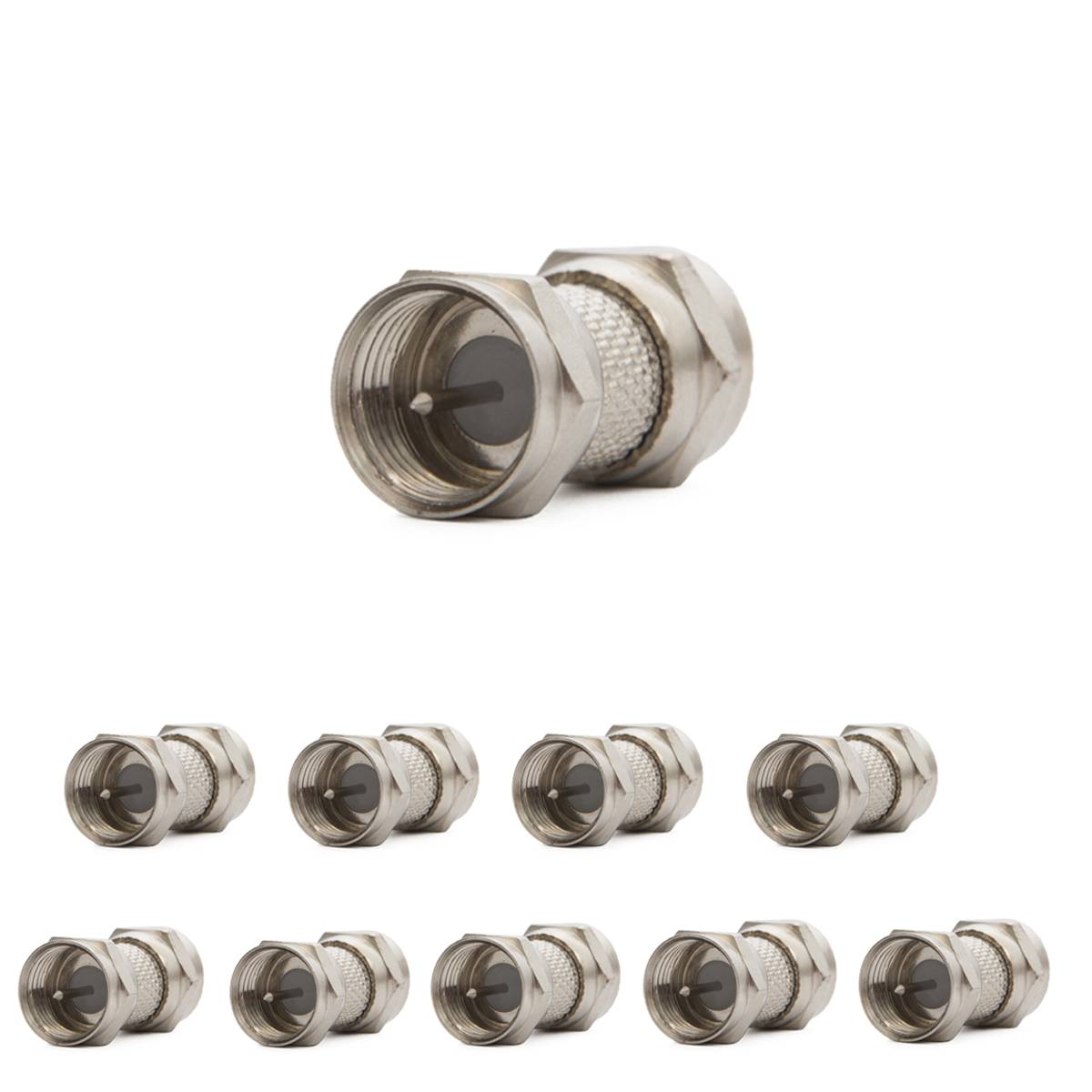 10x F-Stecker Adapter F-Doppelstecker Kupplung SAT Kabel Koaxialkabel Verbinder Männlich