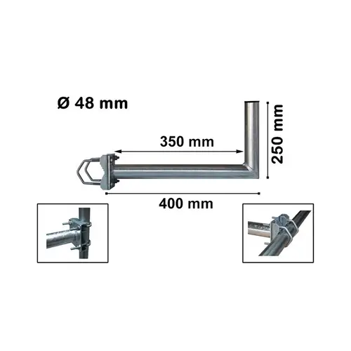SkyRevolt 35-40cm Ø 48mm Geländerausleger Balkonhalterung Geländerhalter SAT-Antenne Mast-Ausleger Wandhalter mit Schellen L-Halter für Satelliten SkyRevolt 35-40cm Ø 48mm Geländerausleger Balkonhalterung Geländerhalter SAT-Antenne Mast-Ausleger Wandhalter mit Schellen L-Halter für Satelliten
