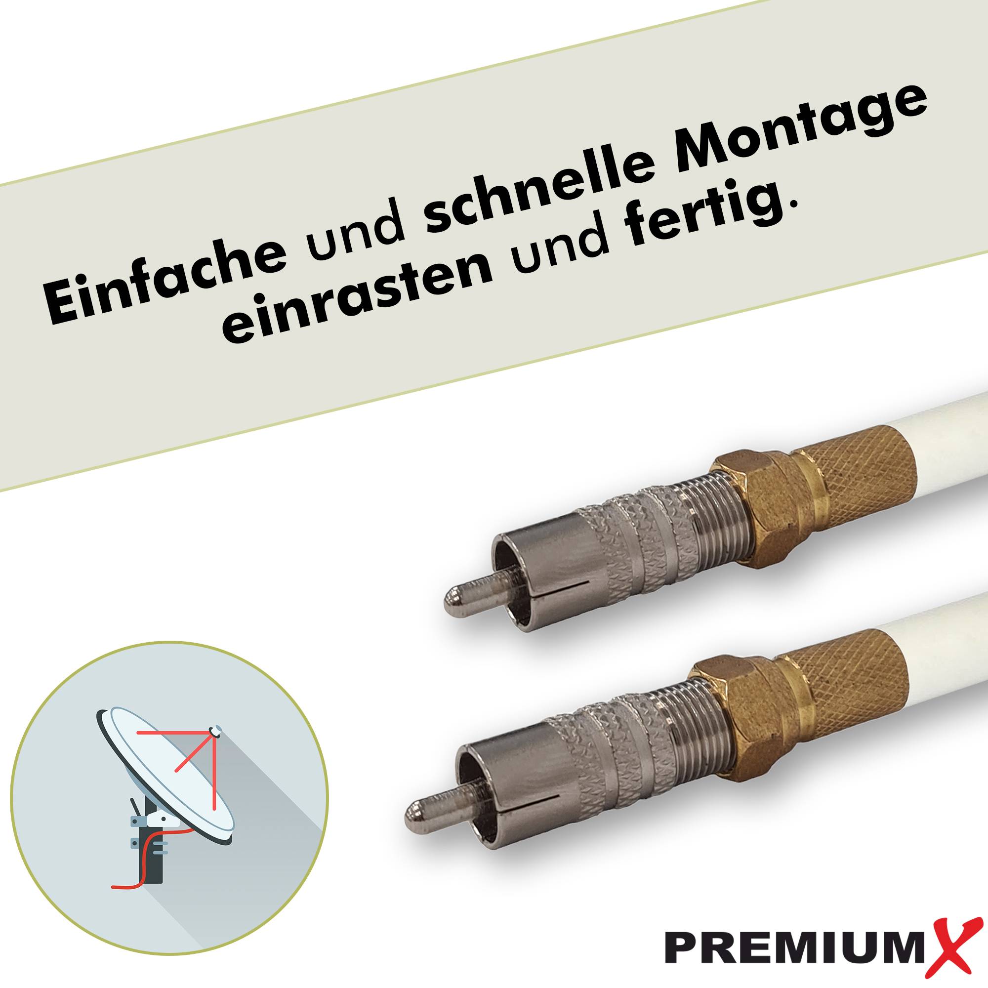 PremiumX 20x Cinch Stecker RCA Verbinder Koaxial Video SAT Audio Stereo Adapter auf F-Buchse Kupplung schraubbar