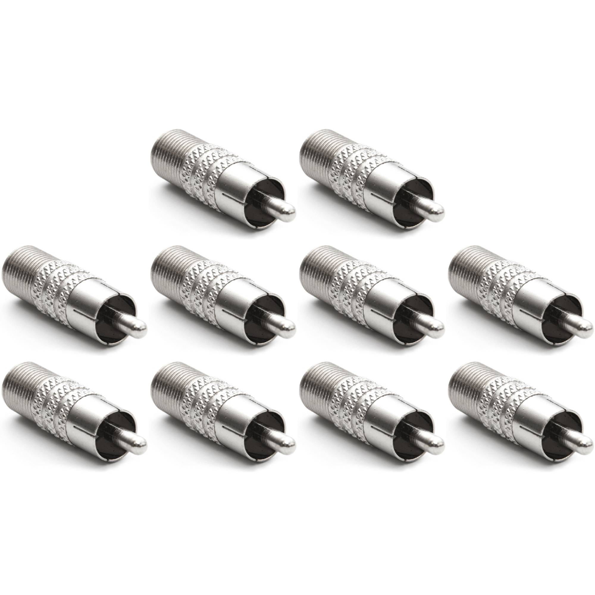 PremiumX 10x Cinch Stecker RCA Verbinder Koaxial Video SAT Audio Stereo Adapter auf F-Buchse Kupplung schraubbar
