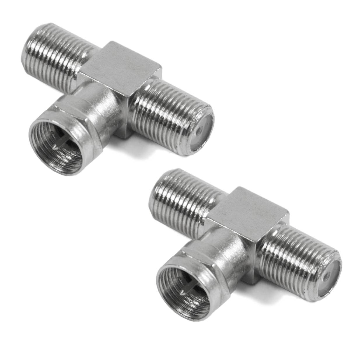 Premium X 2x F-Adapter F-Stecker auf 2x F-Kupplungen Set Splitter Verbinder für Koaxialkabel Antennenkabel