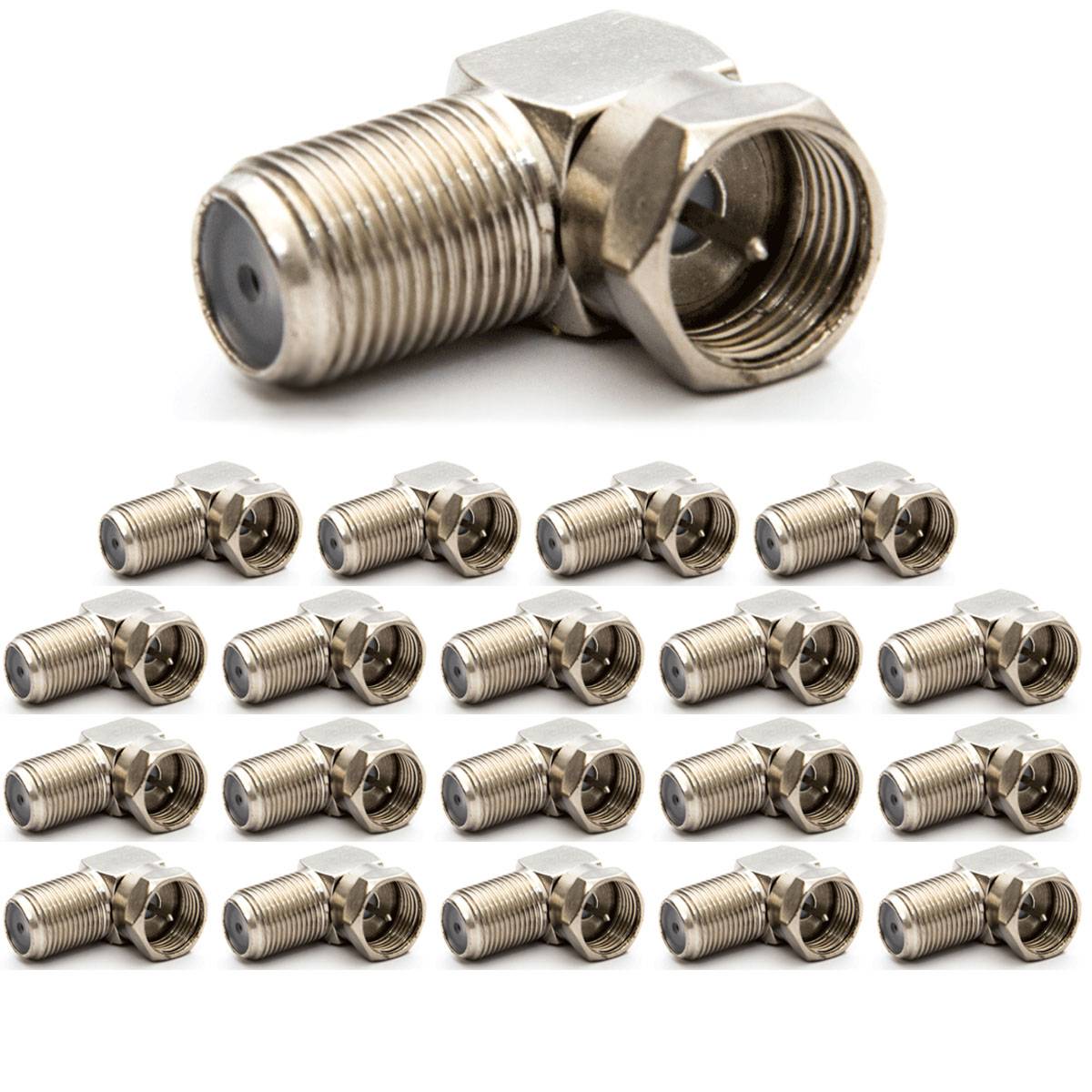 PremiumX 20x F-Stecker F-Kupplung 90° Winkel Verbinder SAT Adapter F-Winkelstecker