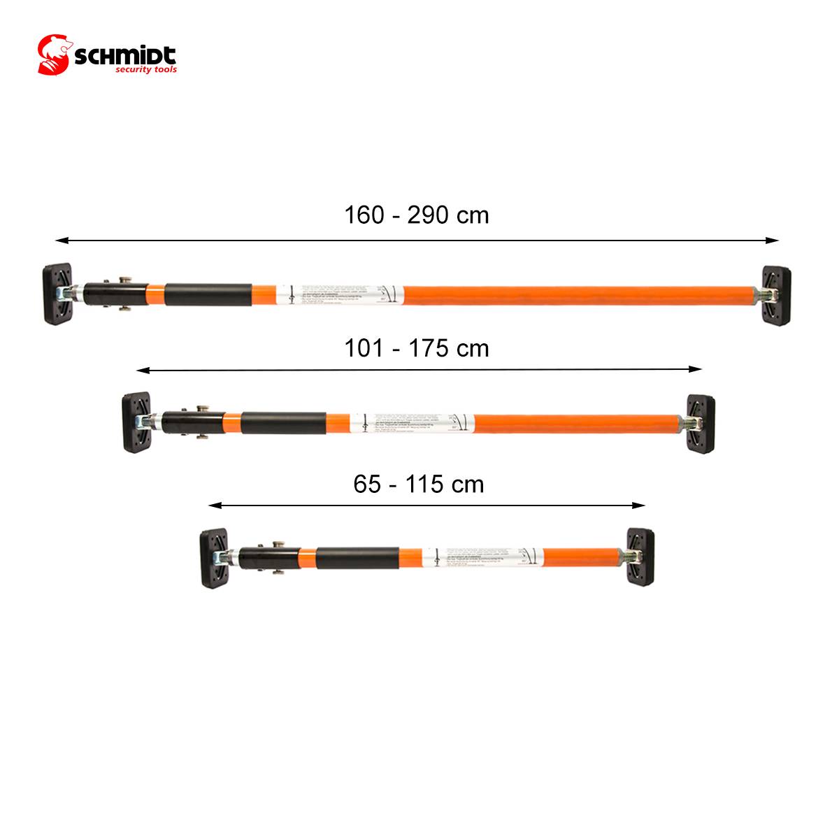 SCHMIDT security tools Sicherungsstange 101-175cm Einbruchsicherung Fenster Tür Einbruchschutz Fenstersicherung Türsicherung