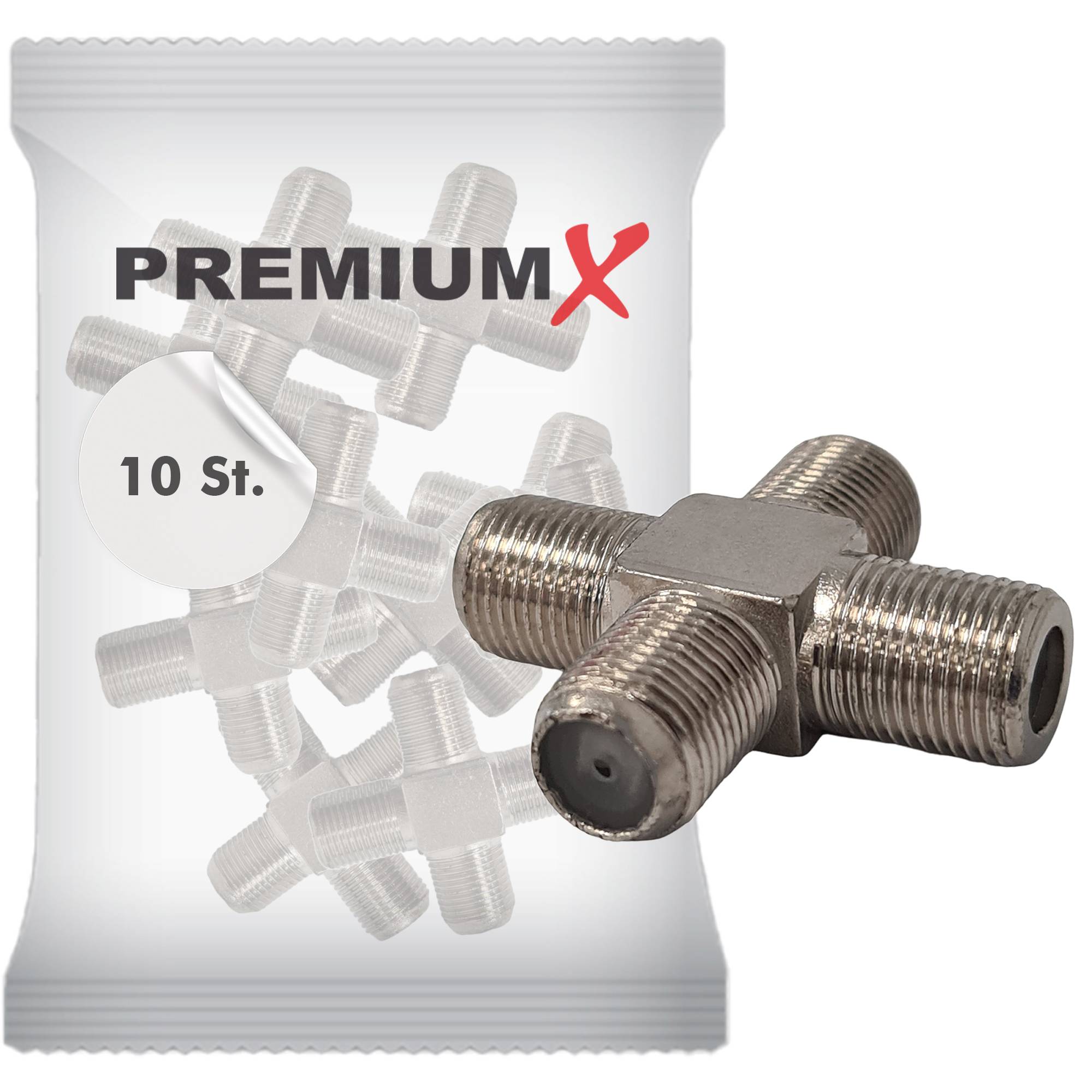 PremiumX 10x F-Adapter 4x F-Buchse Verbinder Splitter Koax- und Antennenkabel