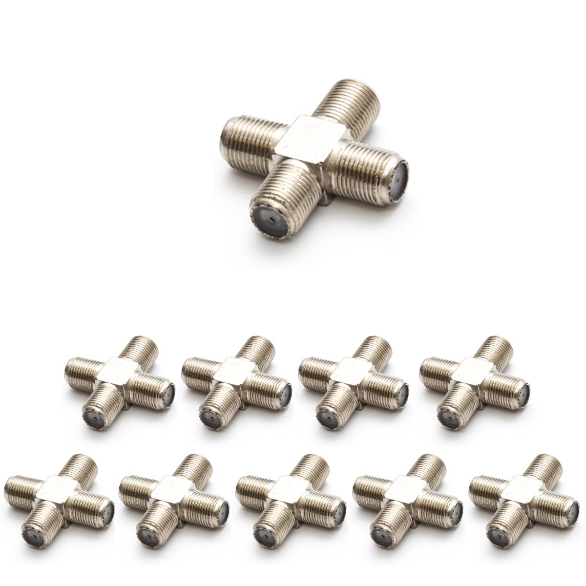 PremiumX 10x F-Adapter 4x F-Buchse Verbinder Splitter Koax- und Antennenkabel