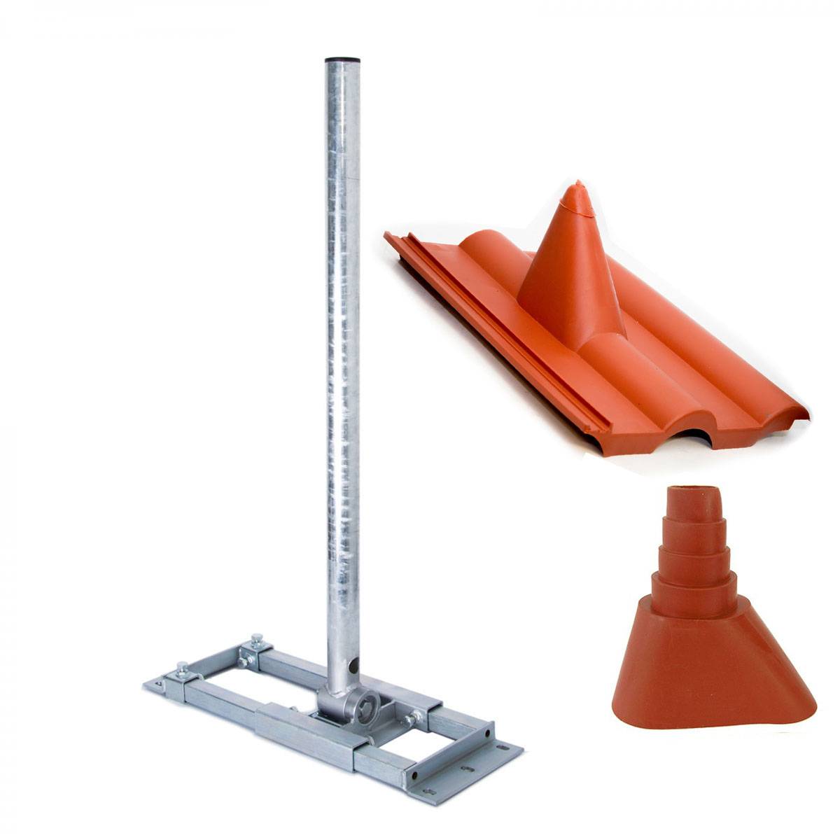 PremiumX DELUXE X130-48 Dachsparrenhalter 130cm Mast Sparren-Halterung für Satelliten-Antenne SAT-Schüssel Dach Halter mit Kabeldurchführung Frankf