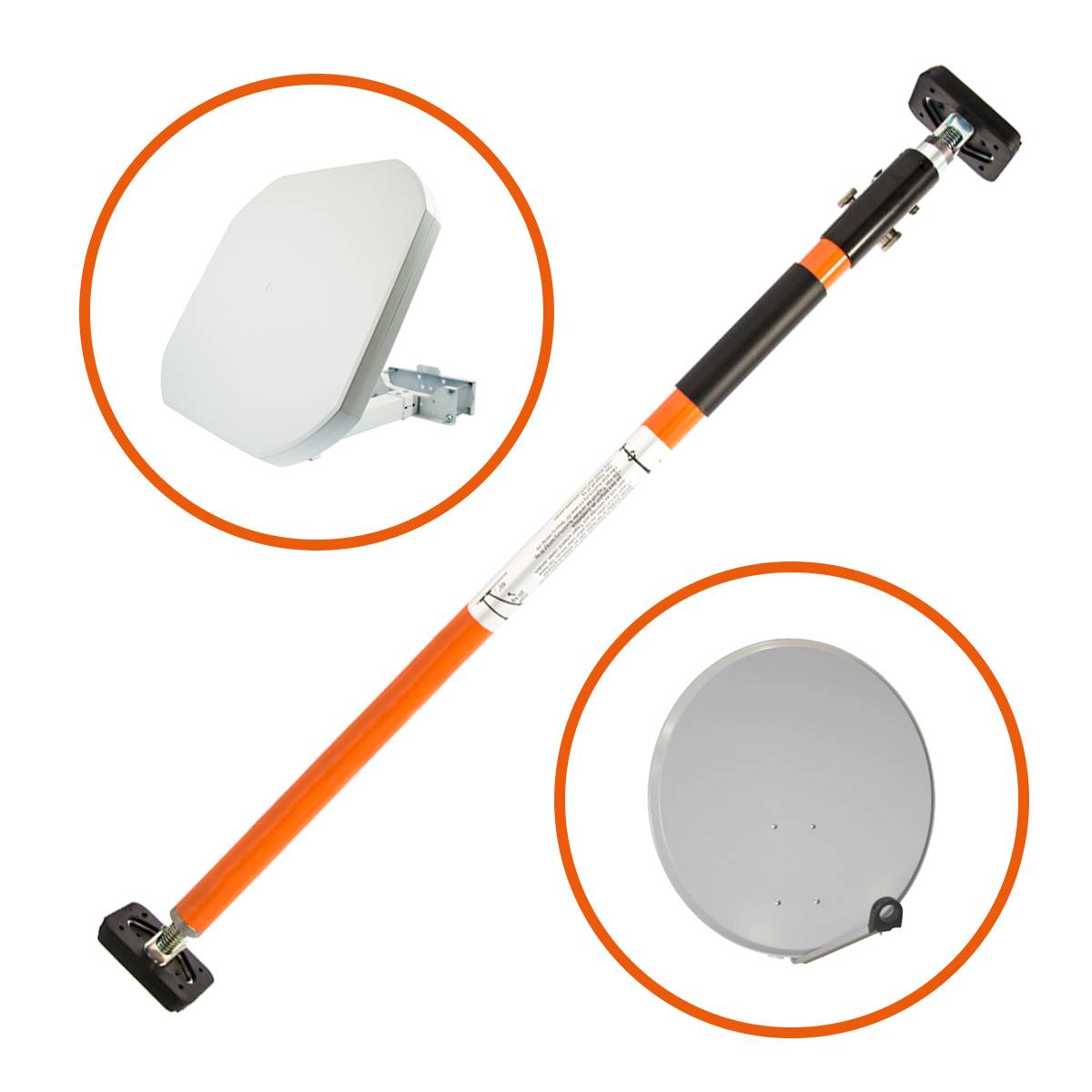 PremiumX Fensterhalter 65-115cm Spannweite Balkon Rahmen Teleskop-Mast Fenster Klemm-Halterung für Satellitenschüssel - Befestigung ohne Bohren und