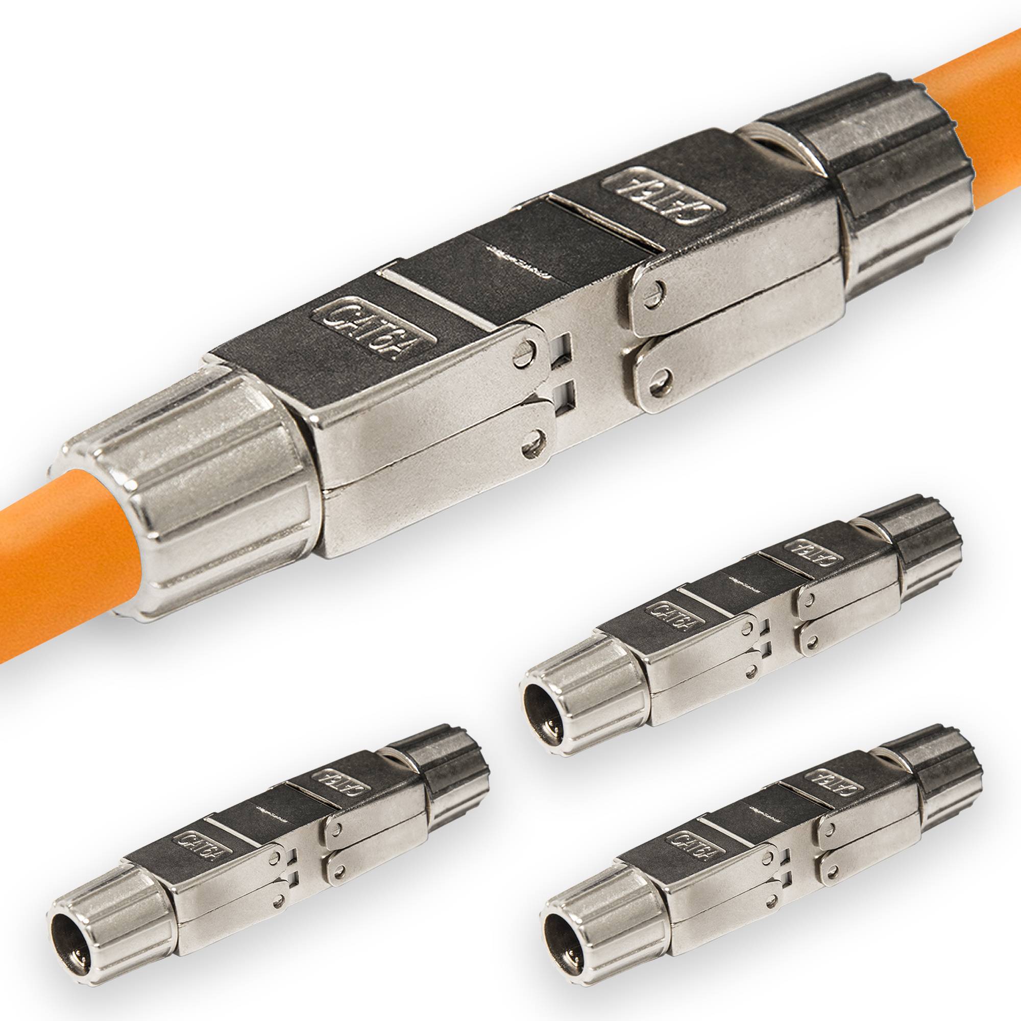 PremiumX 4x CAT 6a RJ45 Netzwerkkabel Verlängerung LAN Kabel CAT5, CAT6 und CAT7 Verbindungsstecker Ethernet Installationskabel Verbinder Kupplung