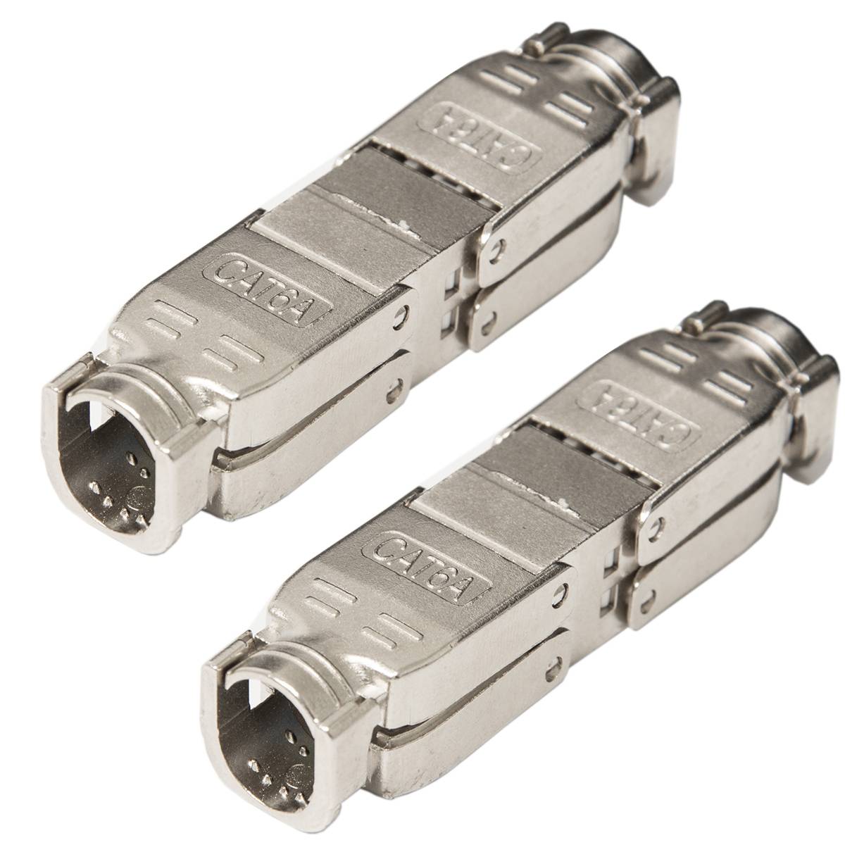PremiumX 2x Verlängerung LAN Kabel für CAT6A RJ45 Verbindungsstecker Ethernet Verbinder Kupplung Netzwerkstecker Adapter