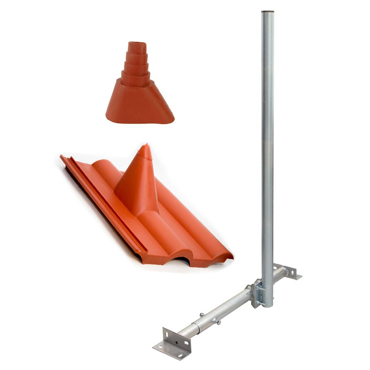 PremiumX BASIC X120-48 SAT TV Dachsparrenhalter 120cm Mast 48mm Kabeldurchführung Sparrenhalterung für Satellitenschüssel Satelliten-Antenne | Dach