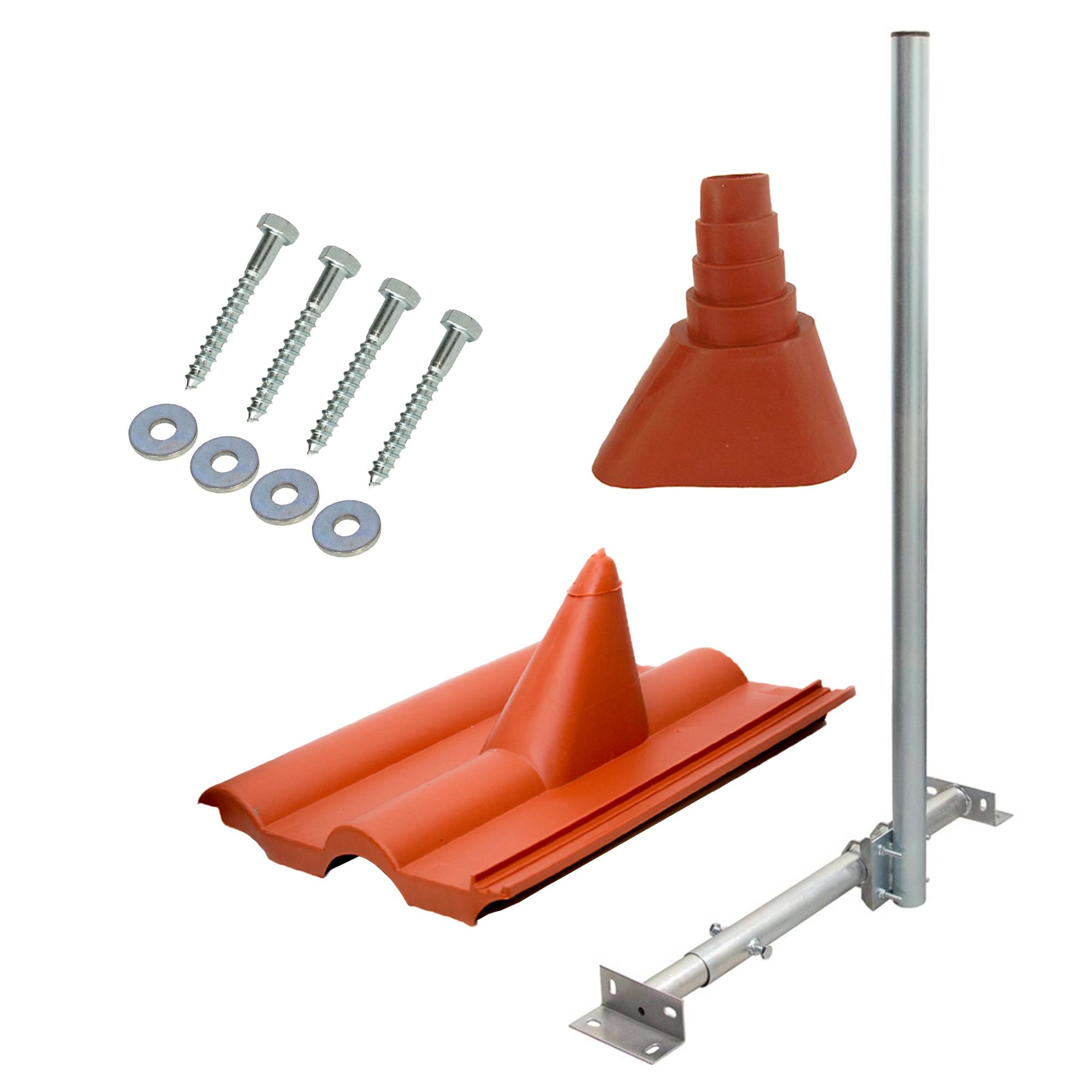 PremiumX BASIC X120-48 SAT TV Dachsparrenhalter 120cm Mast 48mm Kabeldurchführung Sparrenhalterung für Satellitenschüssel Satelliten-Antenne | Dach