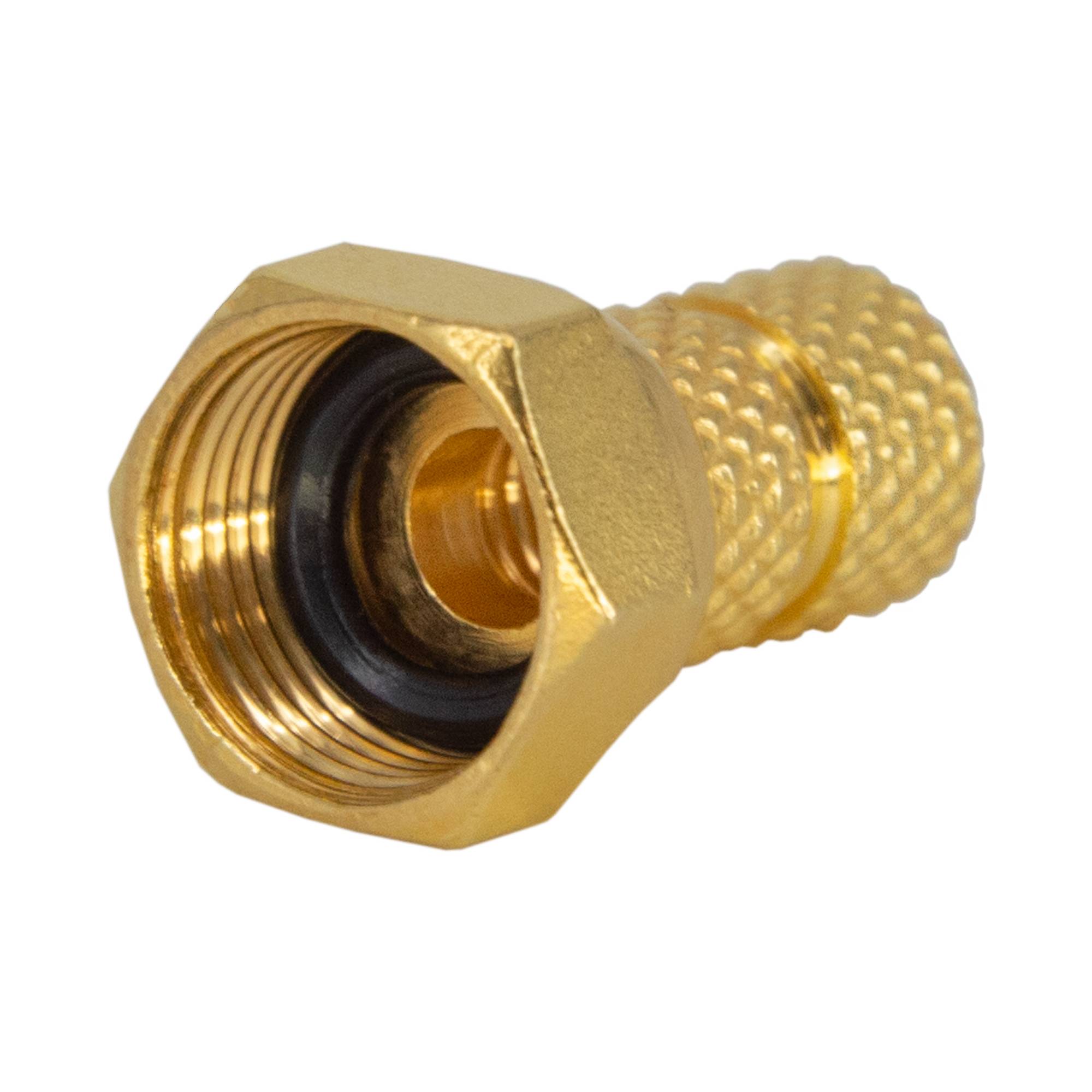 PremiumX 20x F-Stecker 4mm schraubbar 4,0 mm Aufdrehstecker Gold mit Dichtring